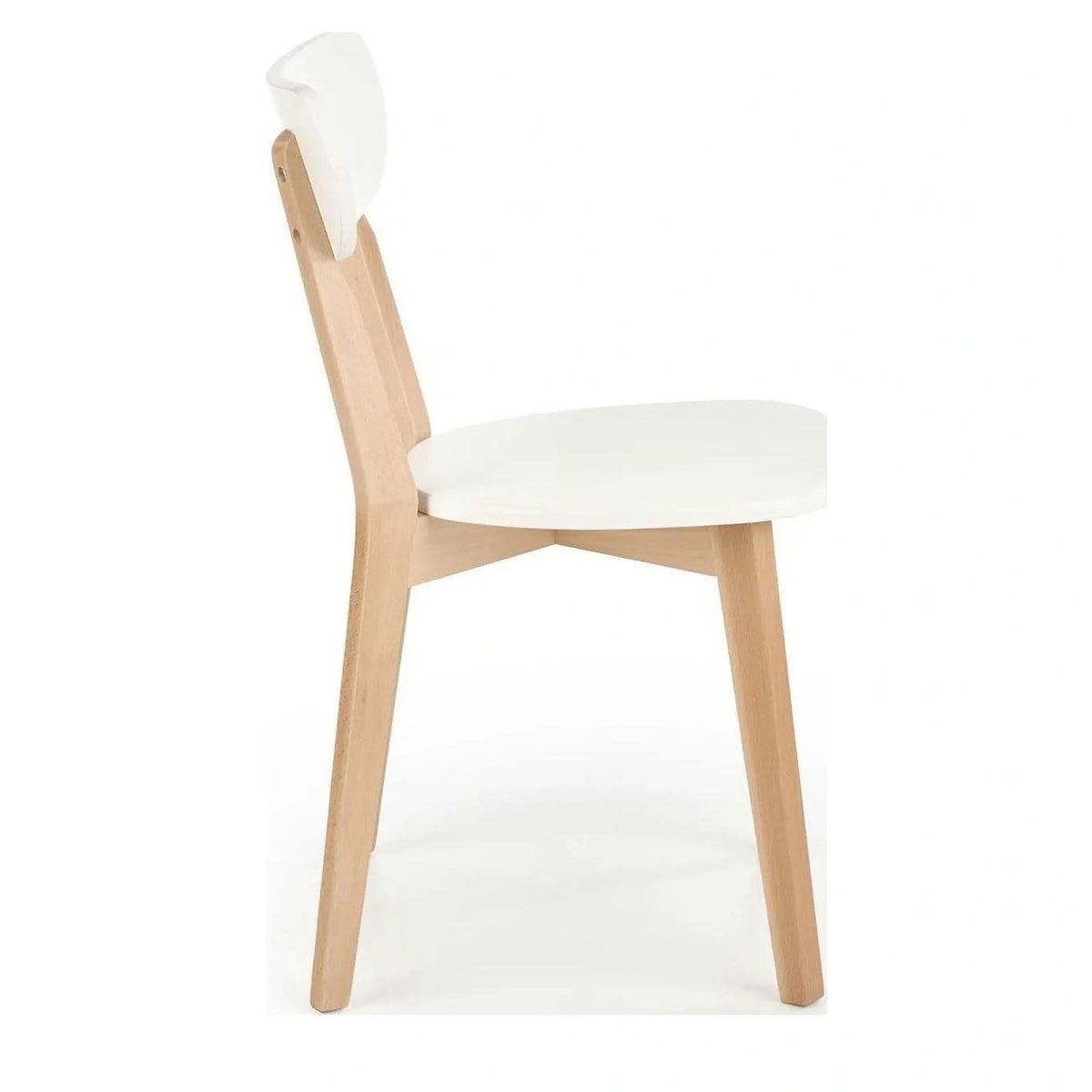 Scaun BUGGI, alb/stejar, lemn de fag, 45X50X81 CM