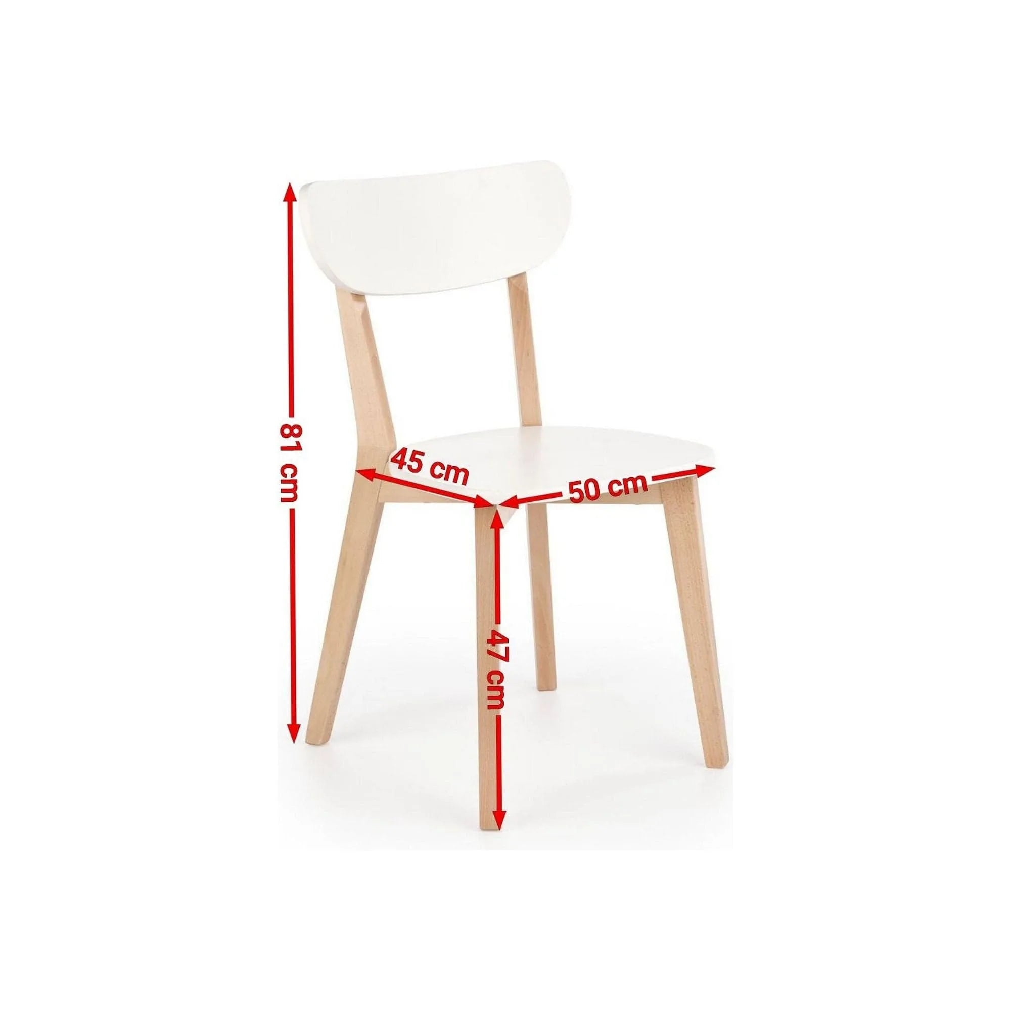 Scaun BUGGI, alb/stejar, lemn de fag, 45X50X81 CM