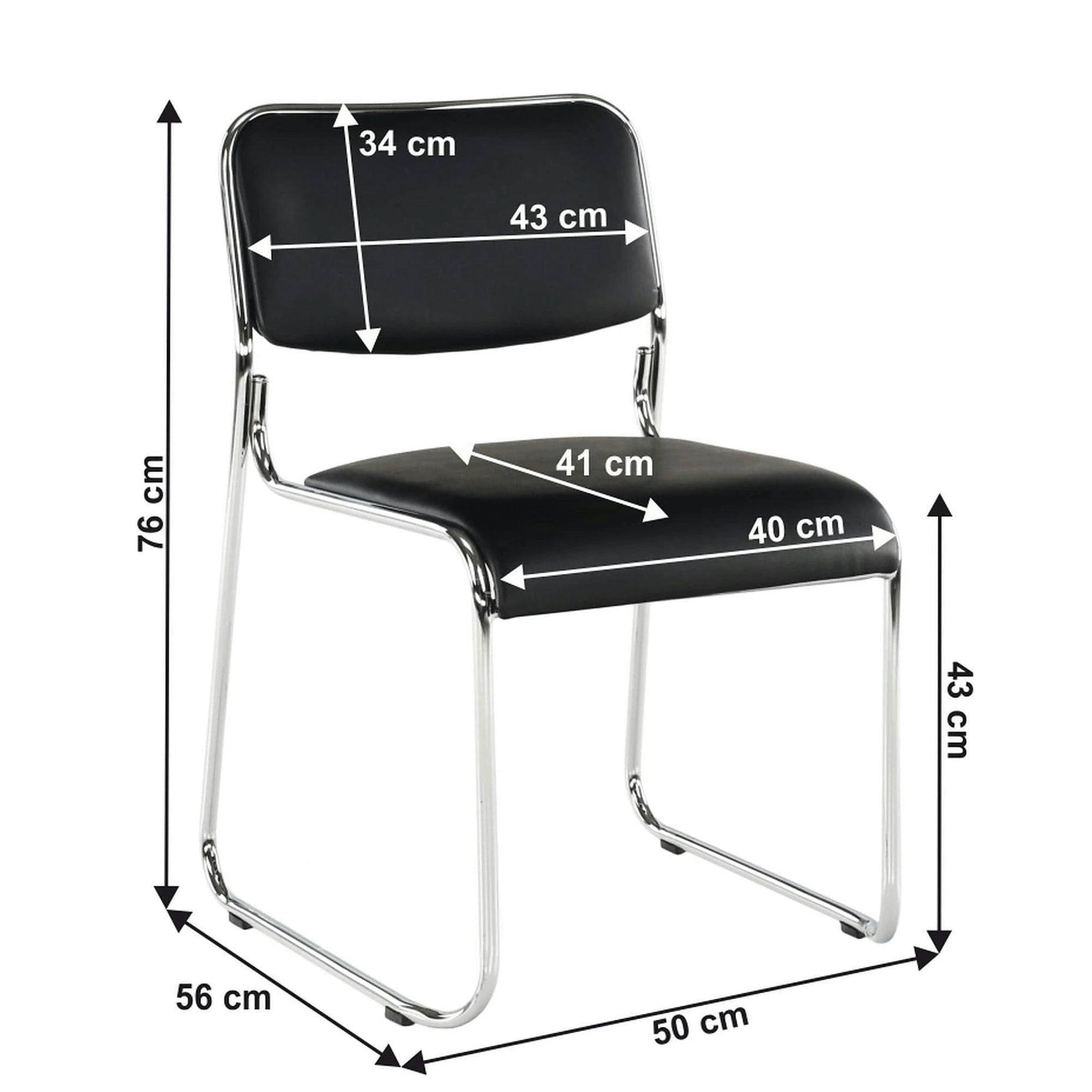 Scaun BULUT, negru, piele ecologica/metal, 50x56x76 cm