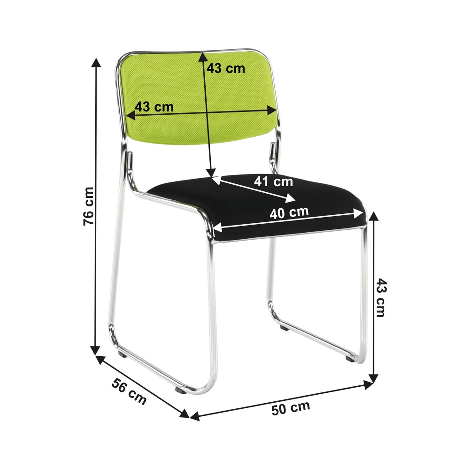 Scaun BULUT, verde/negru/crom, piele ecologica/metal, 50x56x76 cm