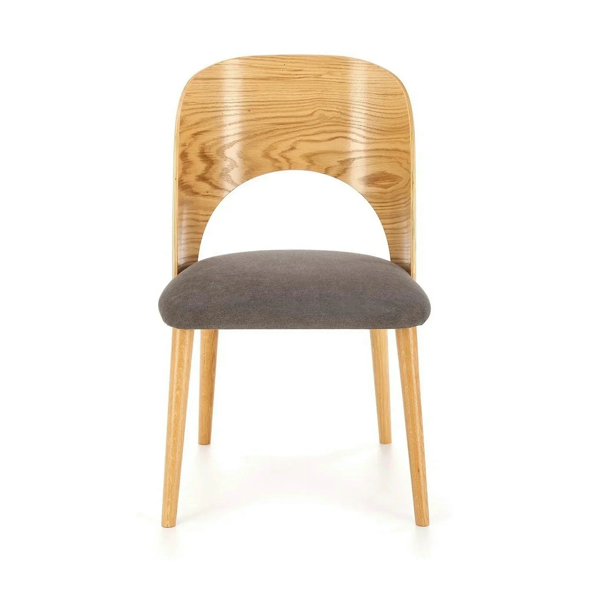 Scaun CADIZ, stejar/gri, stofa/placaj/lemn, 52x58x83 cm