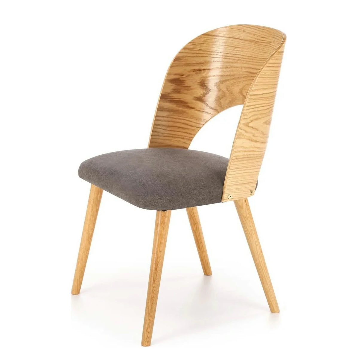 Scaun CADIZ, stejar/gri, stofa/placaj/lemn, 52x58x83 cm