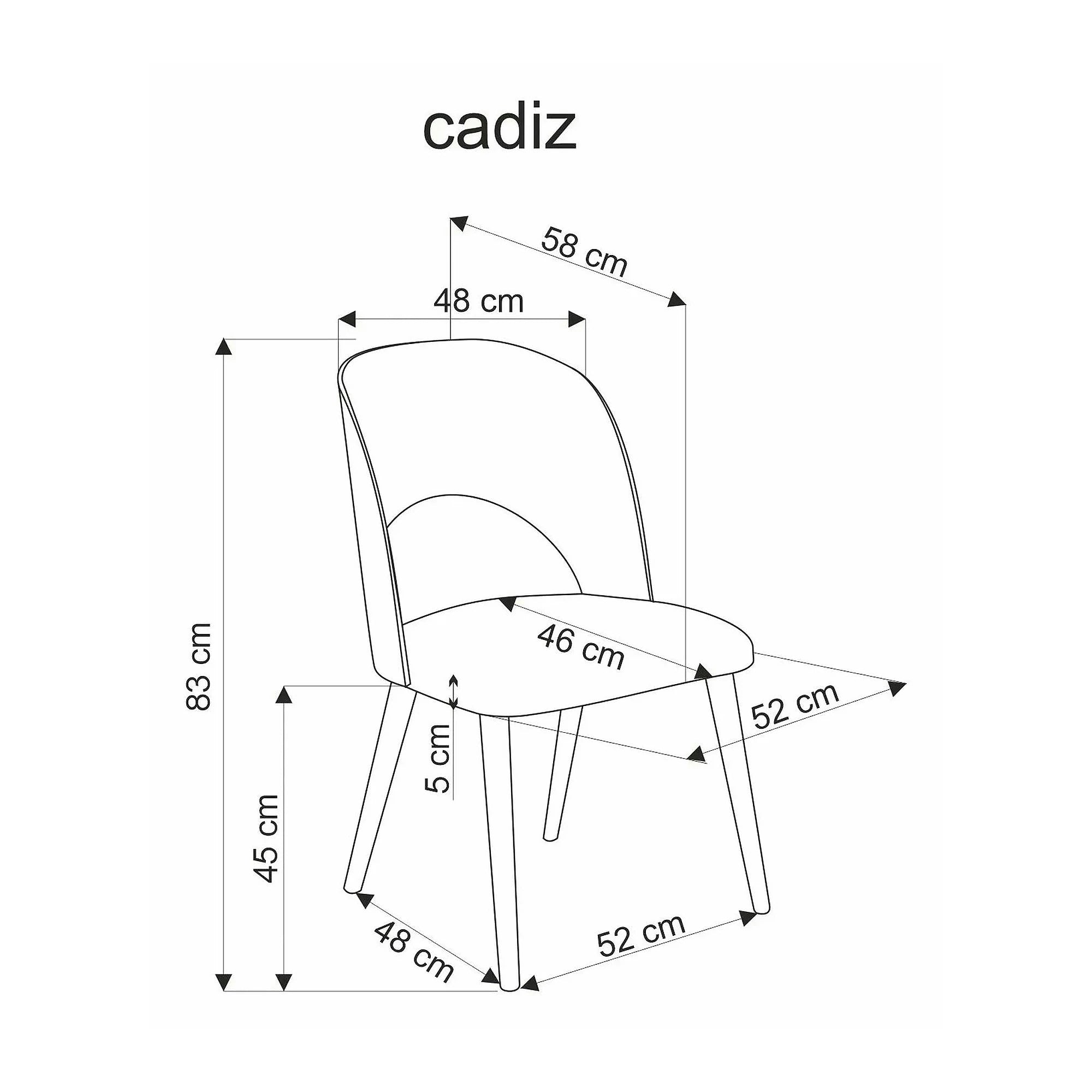 Scaun CADIZ, stejar/gri, stofa/placaj/lemn, 52x58x83 cm