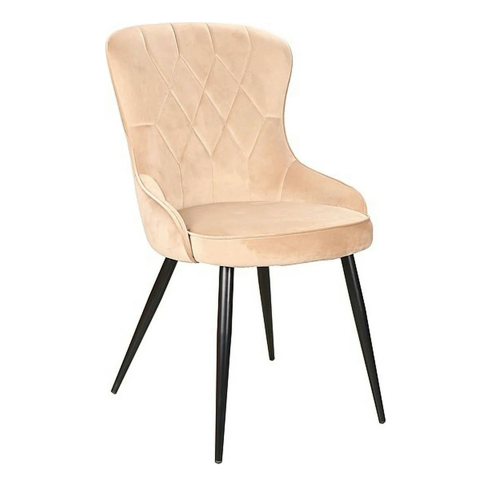 Scaun catifea dining Lotus, bej/negru, stofa/metal, 52x45x91 cm