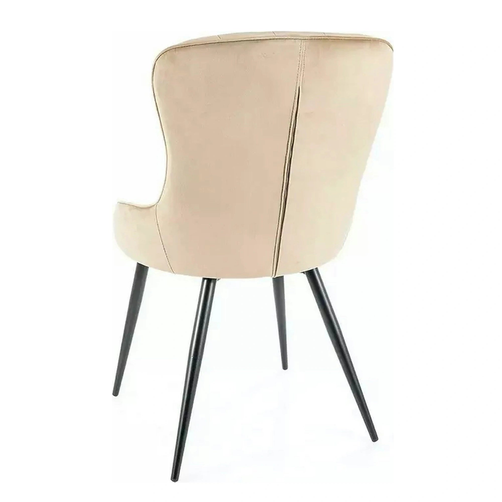 Scaun catifea dining Lotus, bej/negru, stofa/metal, 52x45x91 cm