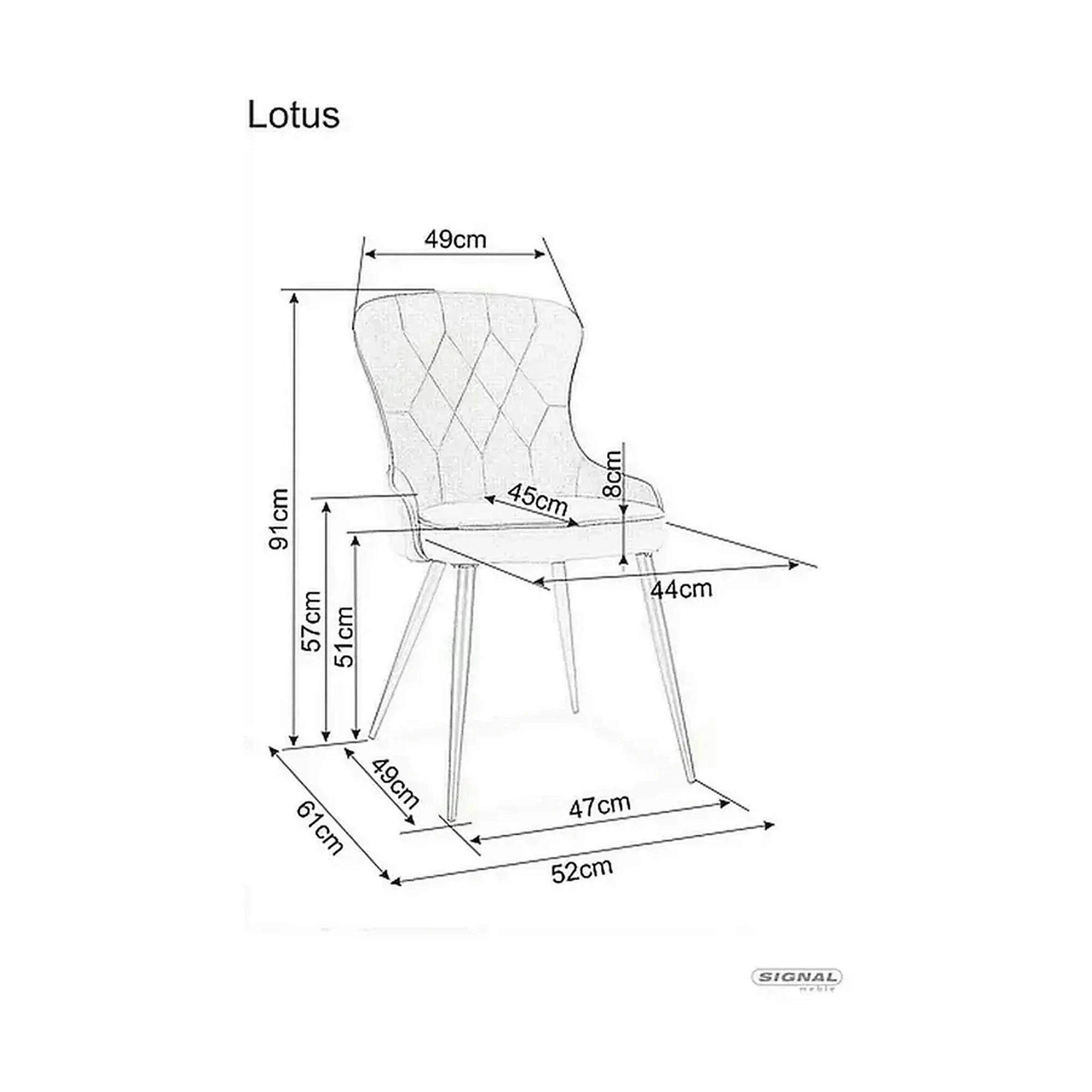 Scaun catifea dining Lotus, bej/negru, stofa/metal, 52x45x91 cm