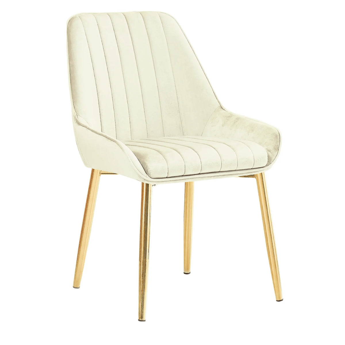 Scaun catifea dining PERLIA, bej/auriu, stofa catifelata/metal, 56x62x89 cm