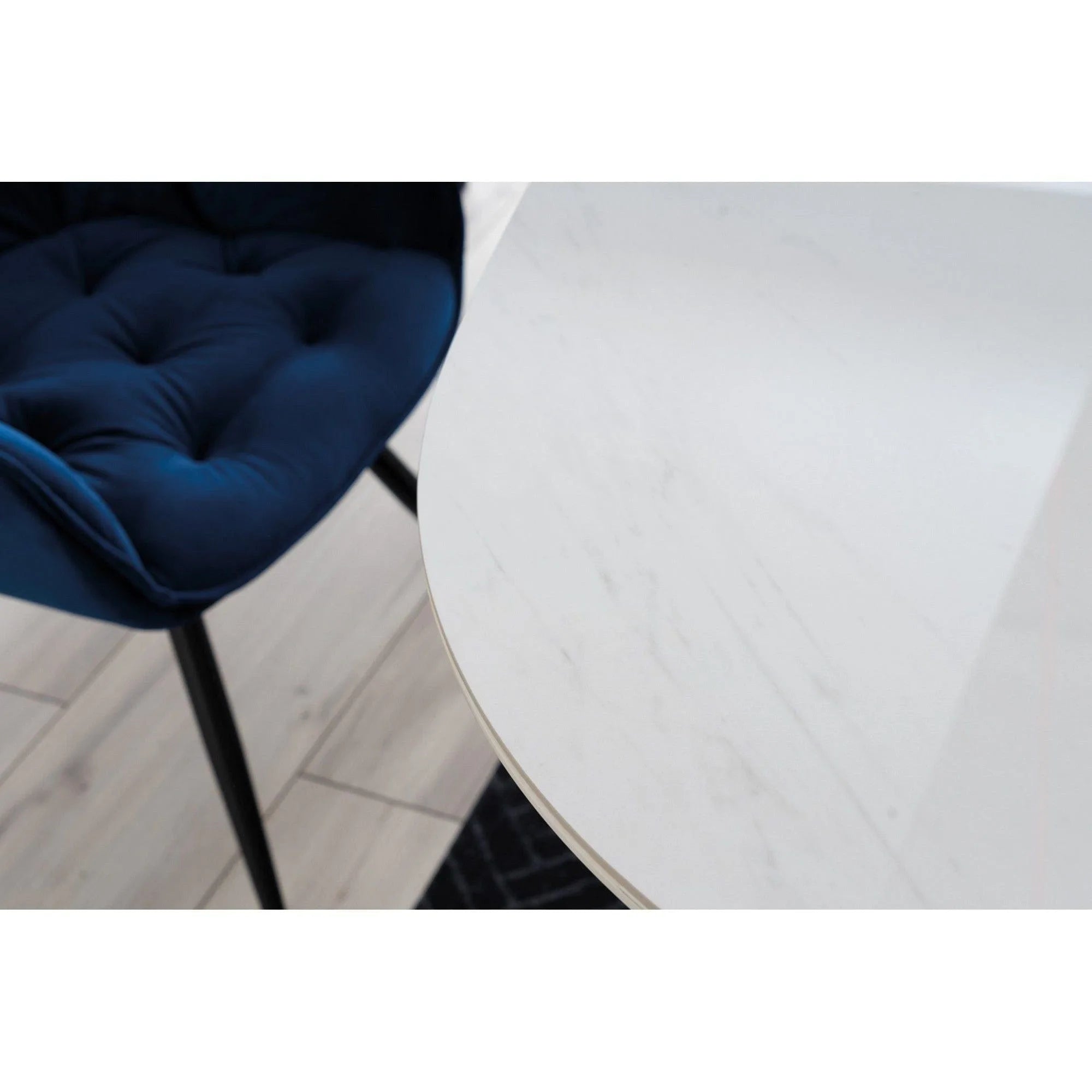 Scaun CHERRY, albastru/negru, stofa catifelata/metal, 58x57x87 cm