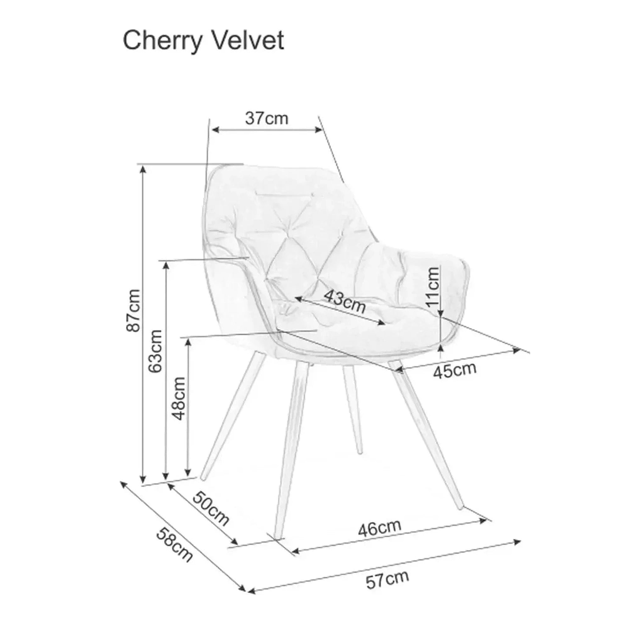 Scaun CHERRY, cappuccino/negru, stofa catifelata/metal, 57x58x87 cm