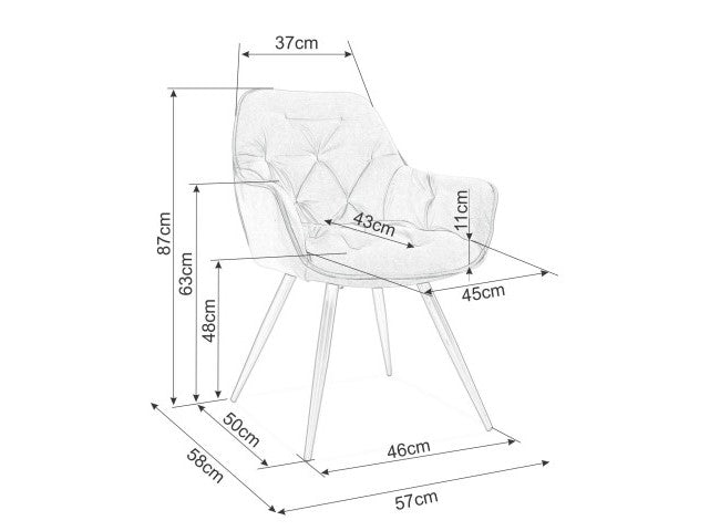 Scaun CHERRY, caramiziu/negru, stofa catifelata/metal, 57x58x87 cm