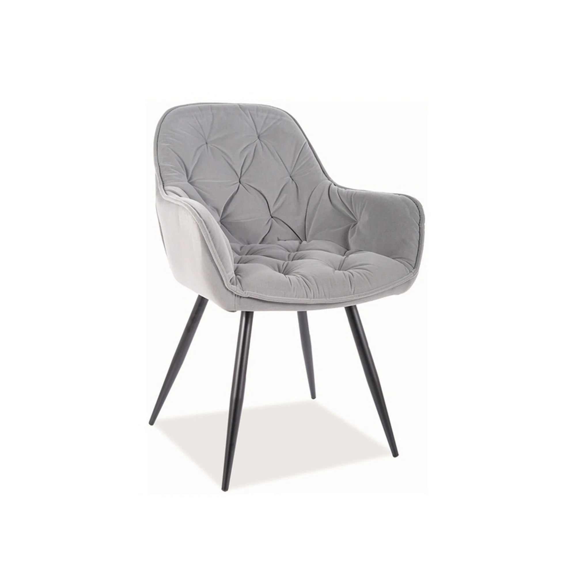 Scaun CHERRY, gri/negru, stofa catifelata mata/metal, 57x58x87 cm