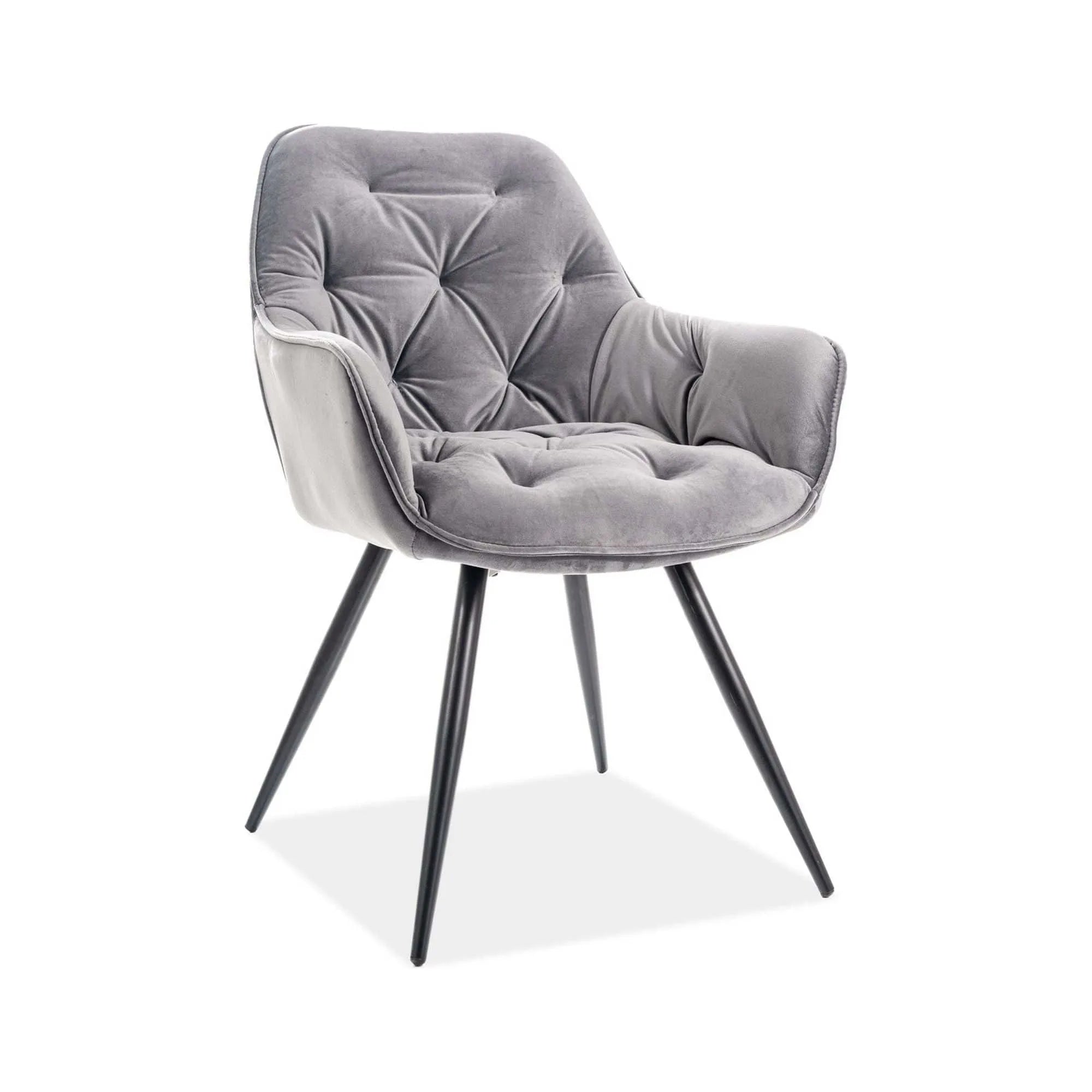 Scaun CHERRY, gri/negru, stofa catifelata/metal, 58x57x87 cm