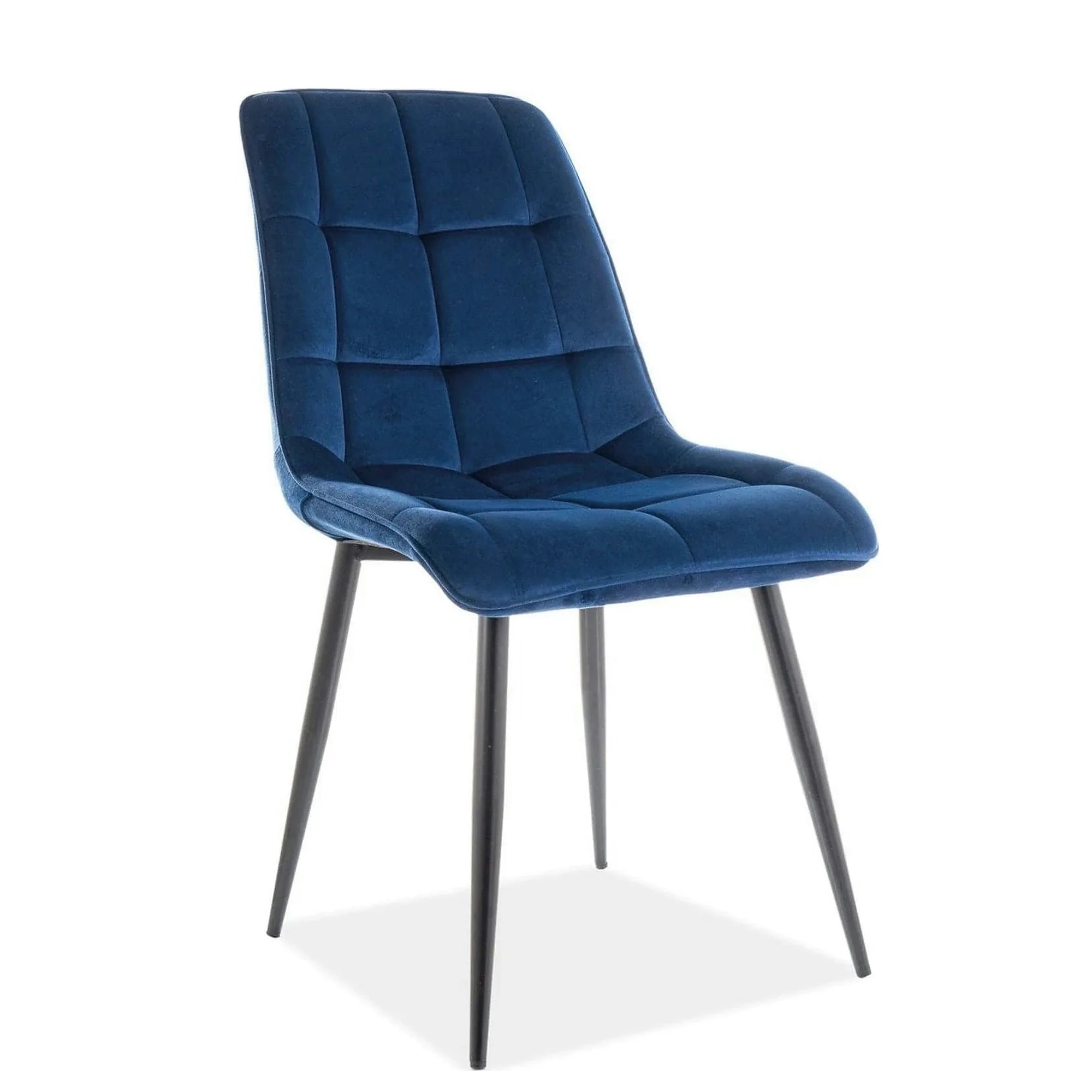 Scaun CHIC, albastru/negru, stofa catifelata/metal 50x43x88 cm