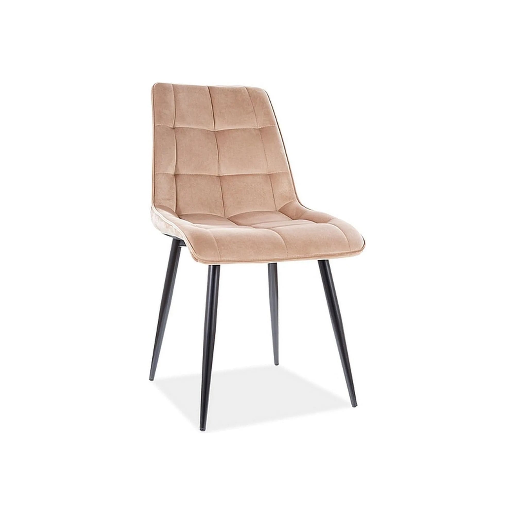 Scaun CHIC, bej, stofa catifelata/metal, 50x43x88 cm