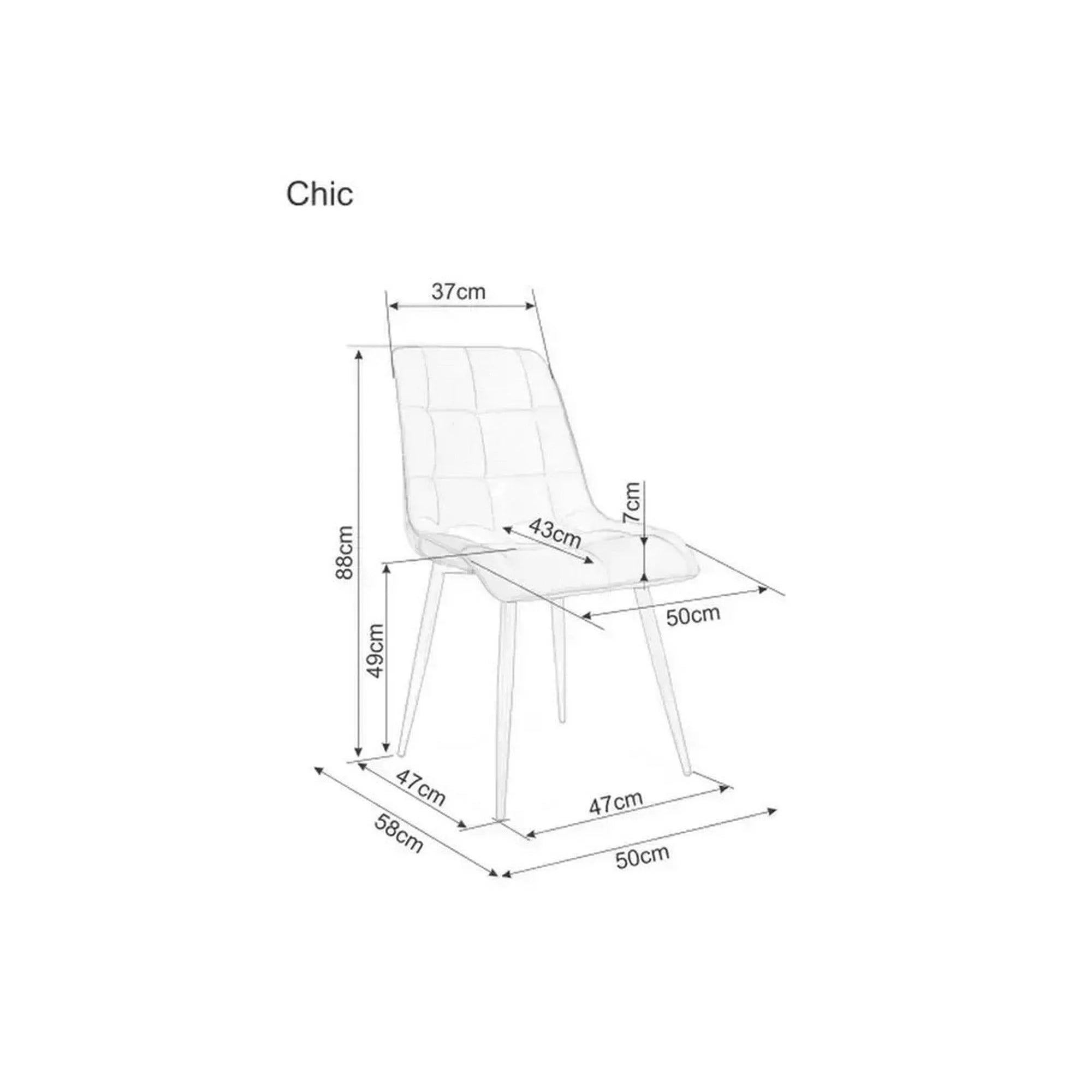 Scaun CHIC, cappuccino - Bluvel 38, stofa catifelata/metal, 50x58x88 cm