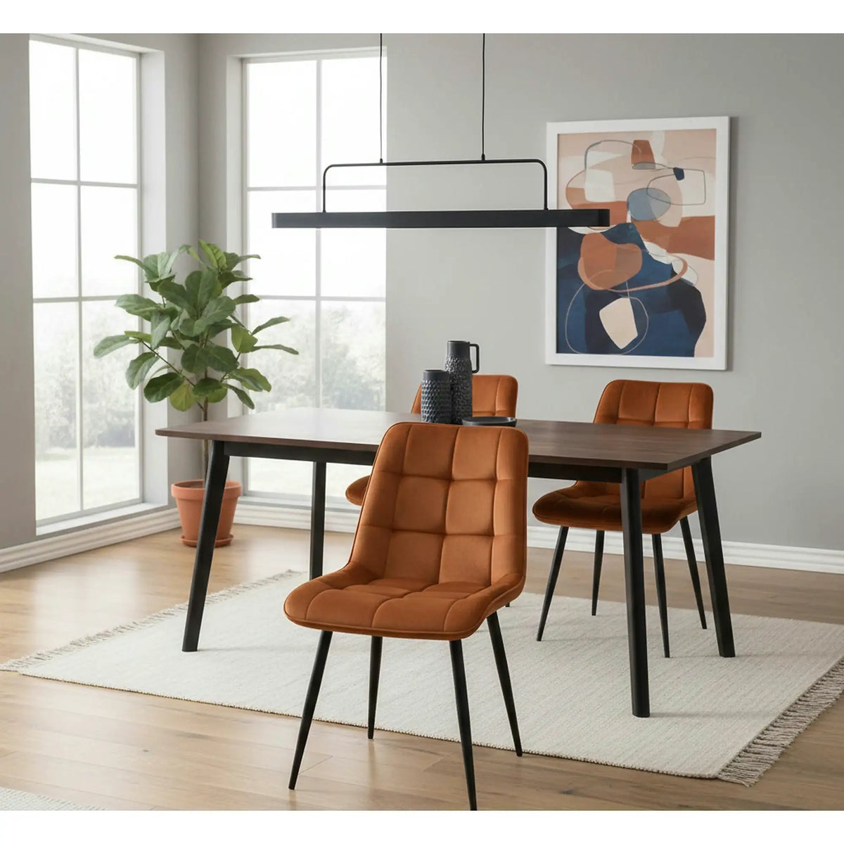 Scaun CHIC, caramiziu/negru, stofa catifelata/metal, 50x58x88 cm