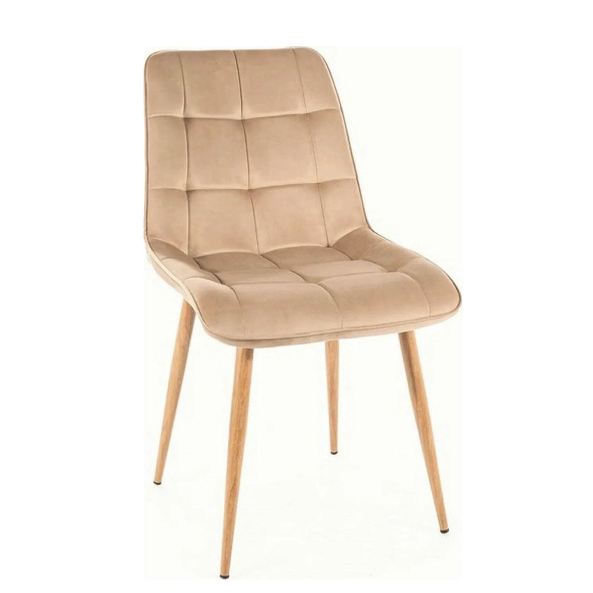 Scaun CHIC D, bej deschis - Bluvel 28, stofa catifelata/metal, 50x43x88 cm