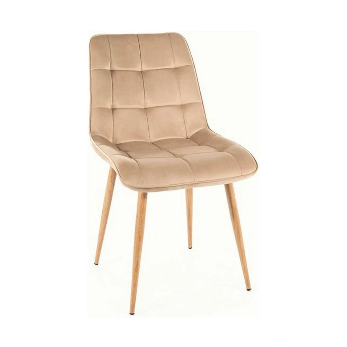 Scaun CHIC D, bej deschis - Bluvel 28, stofa catifelata/metal, 50x58x88 cm