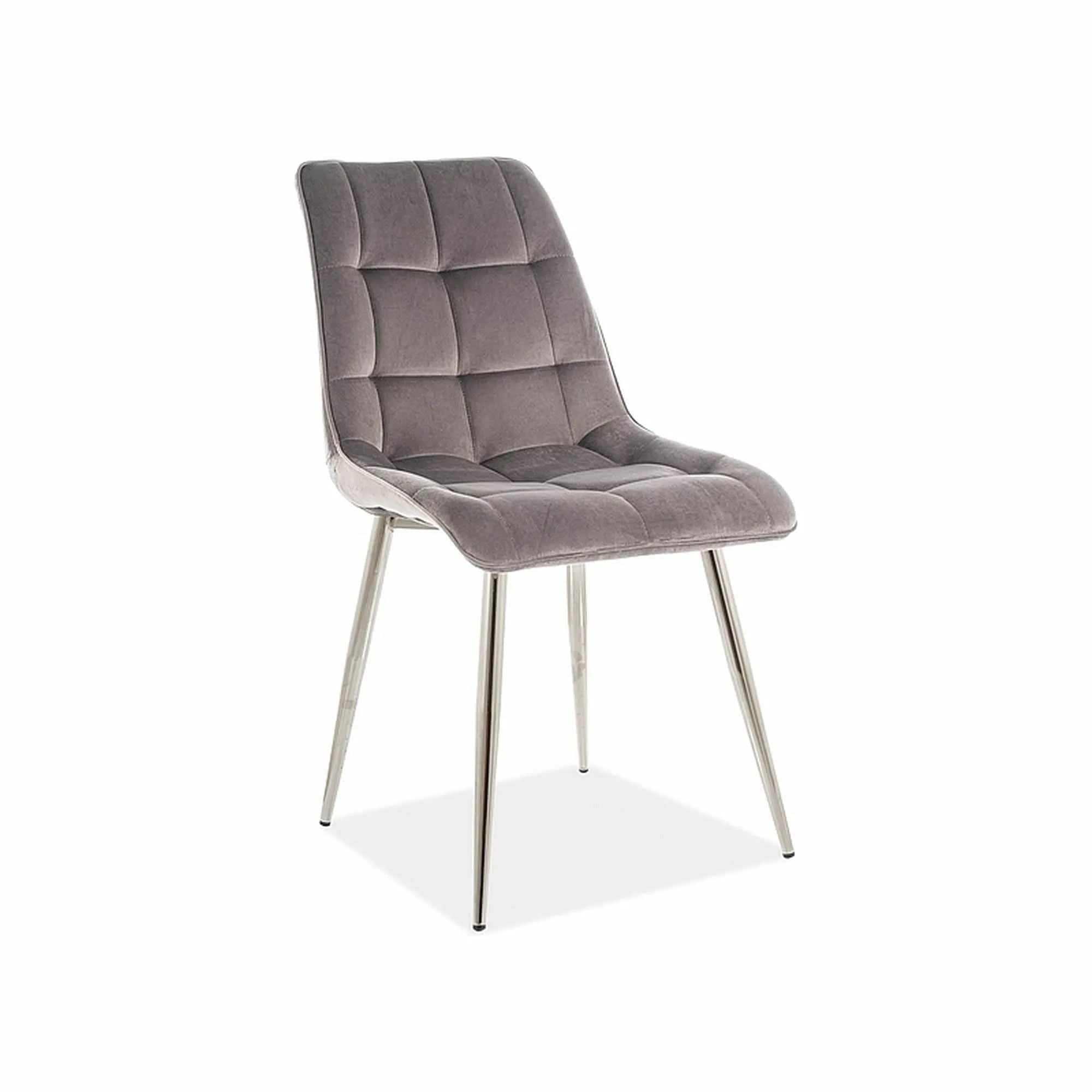 Scaun CHIC, gri/crom, stofa catifelata/metal, 50x43x88 cm
