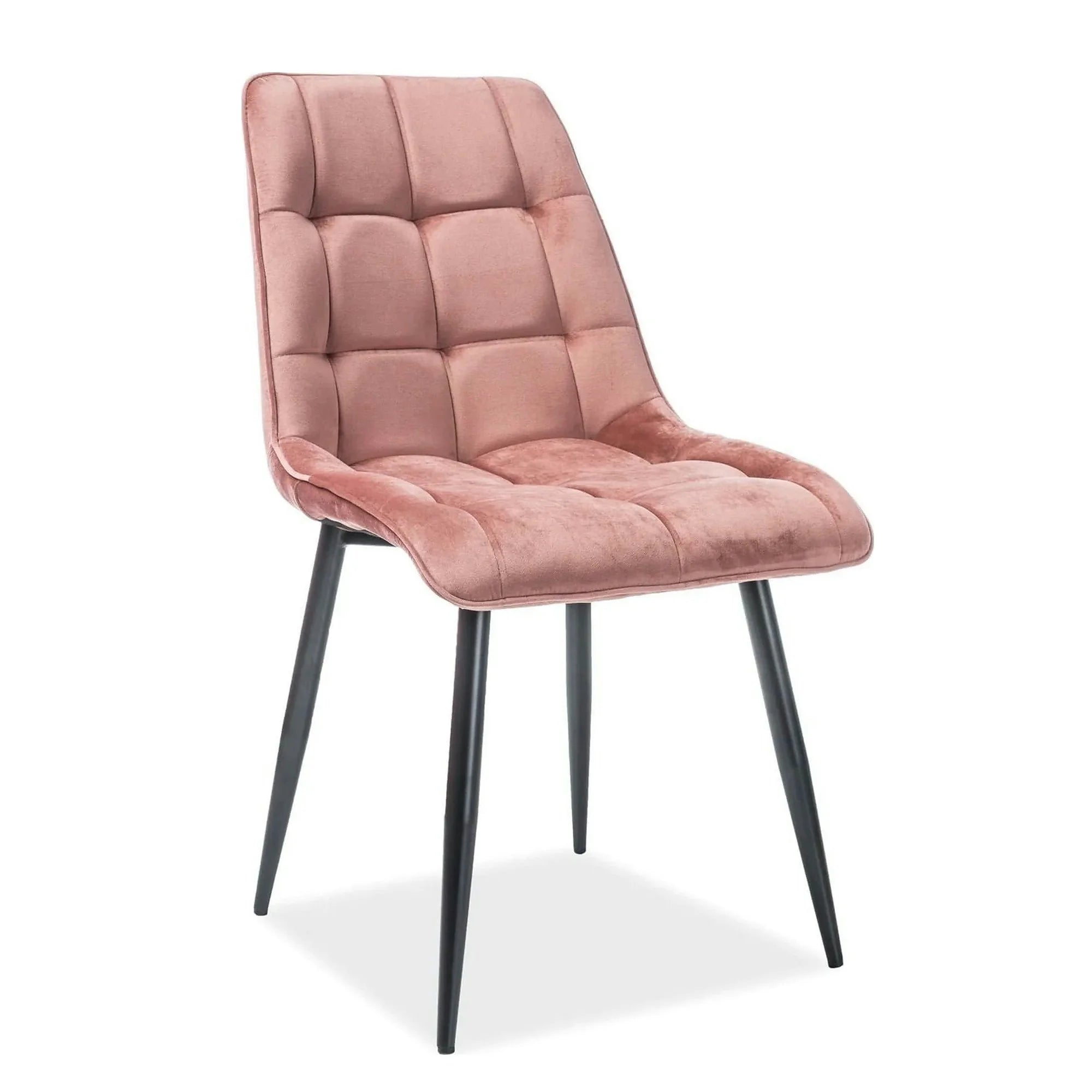 Scaun CHIC, roz/negru, stofa catifelata/metal, 50x43x88 cm