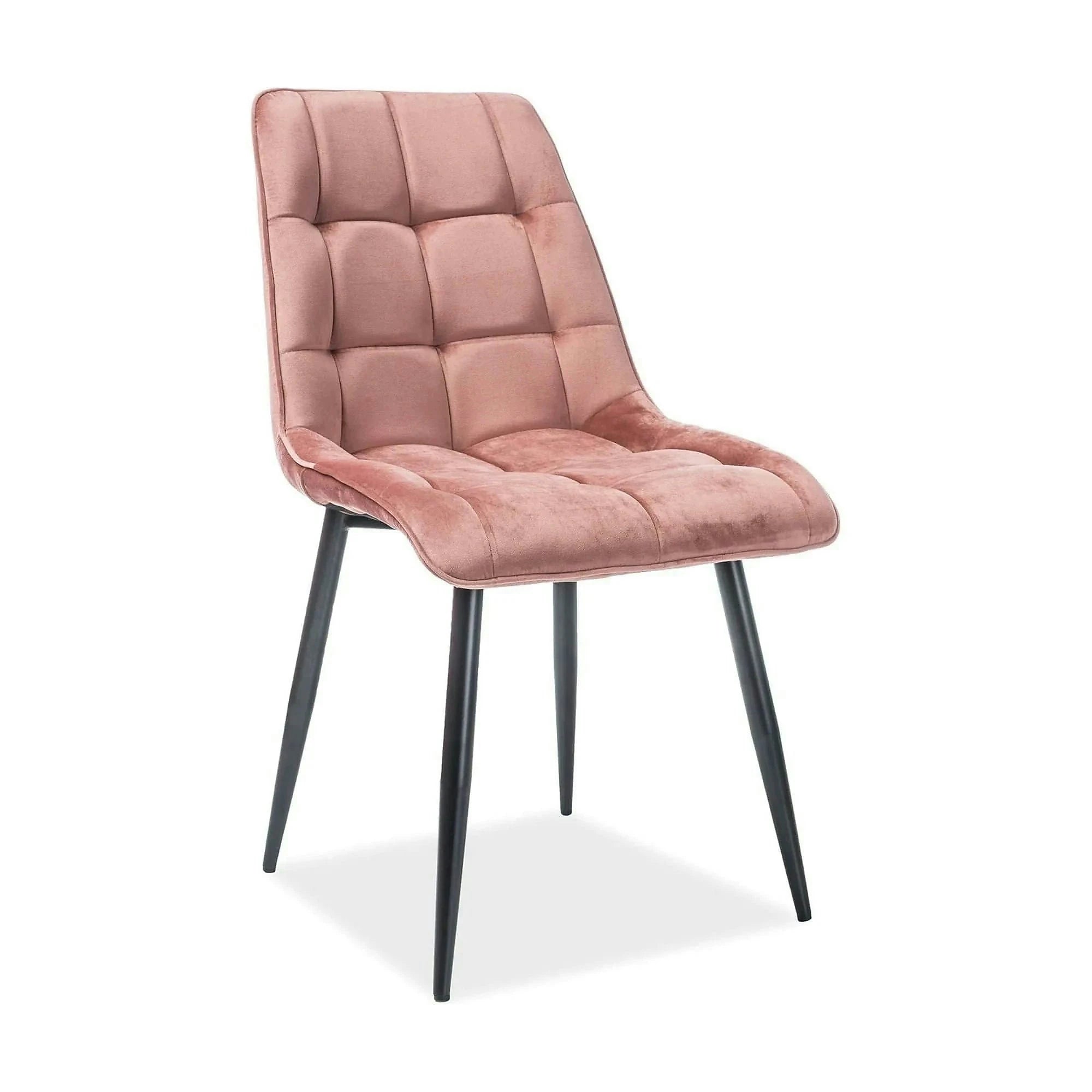 Scaun CHIC, roz/negru, stofa catifelata/metal, 50x58x88 cm