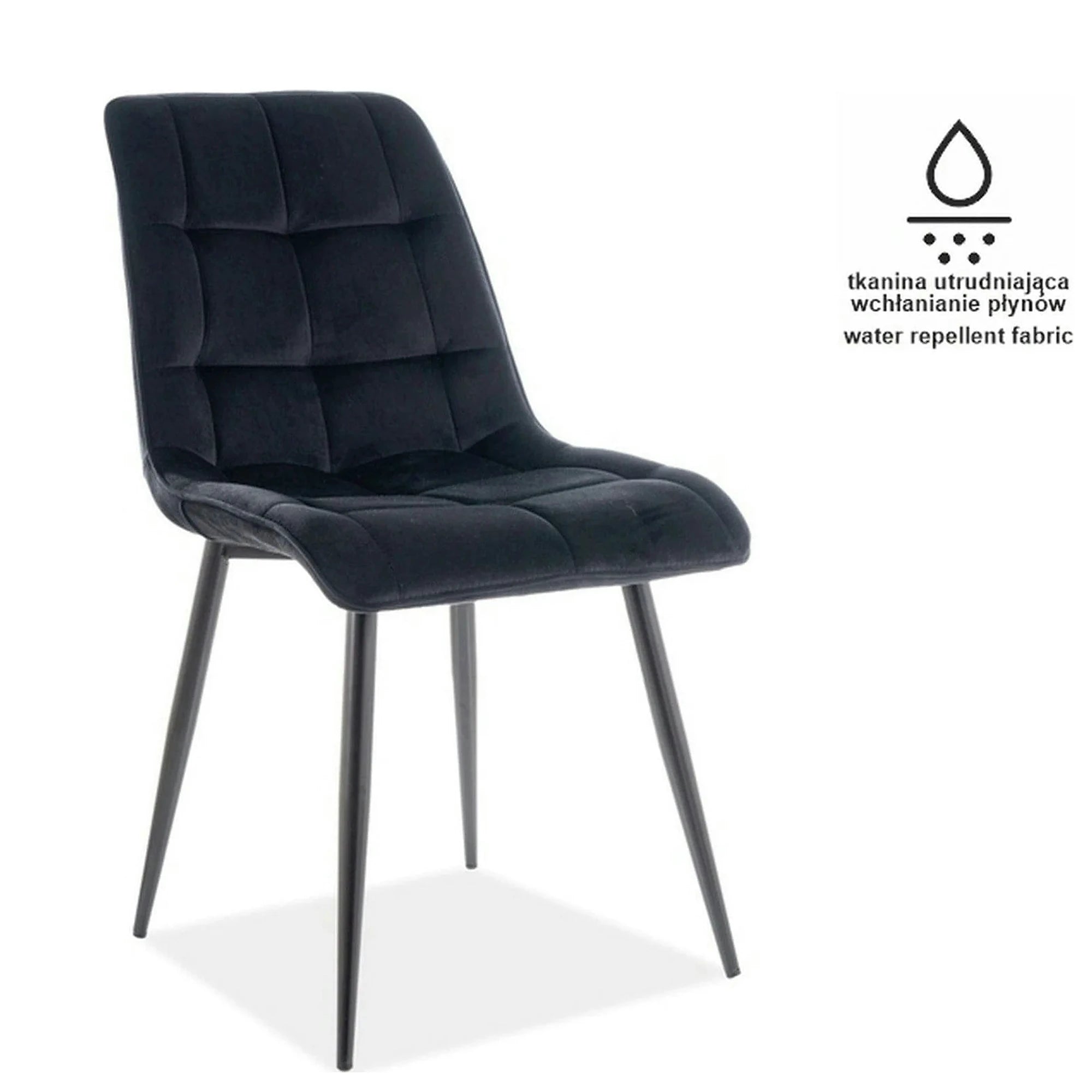 Scaun CHIC, stofa catifelata negru - Matt 99, 50x58x88 cm