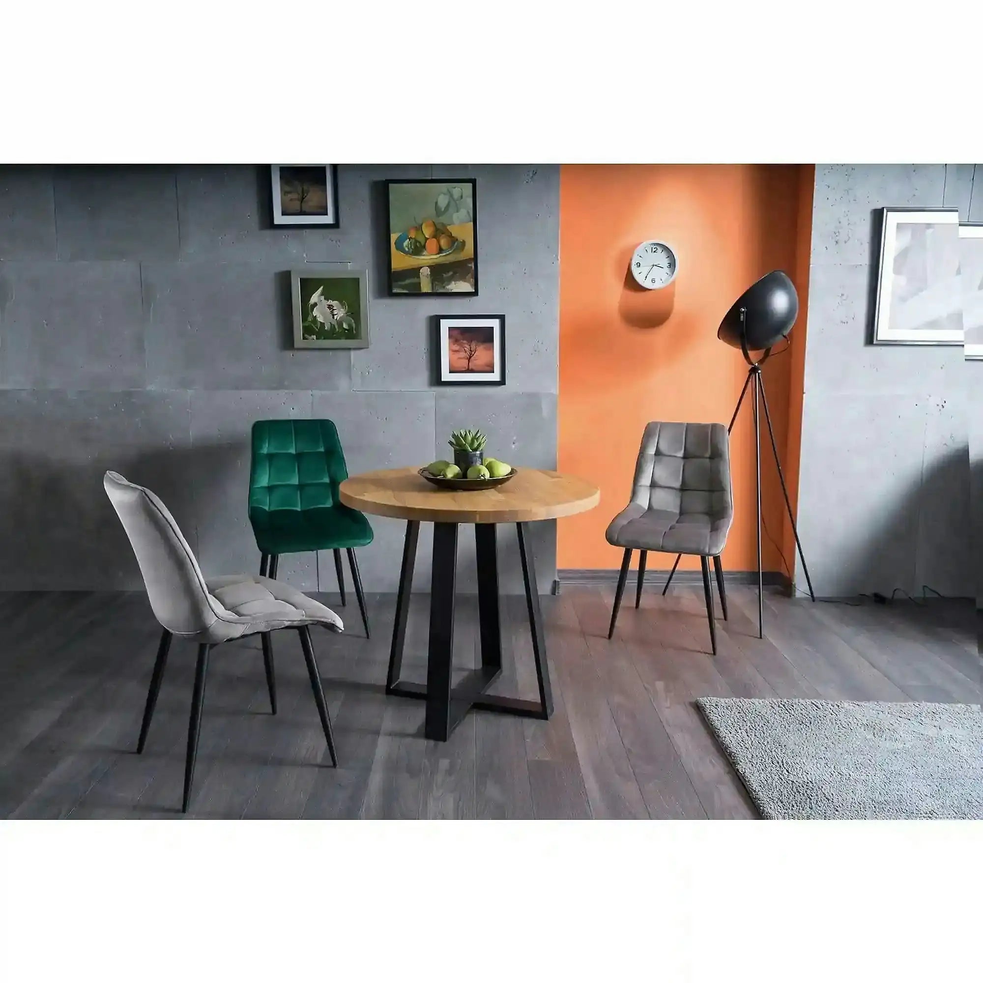 Scaun CHIC, verde/negru, stofa catifelata/metal, 50x58x88 cm