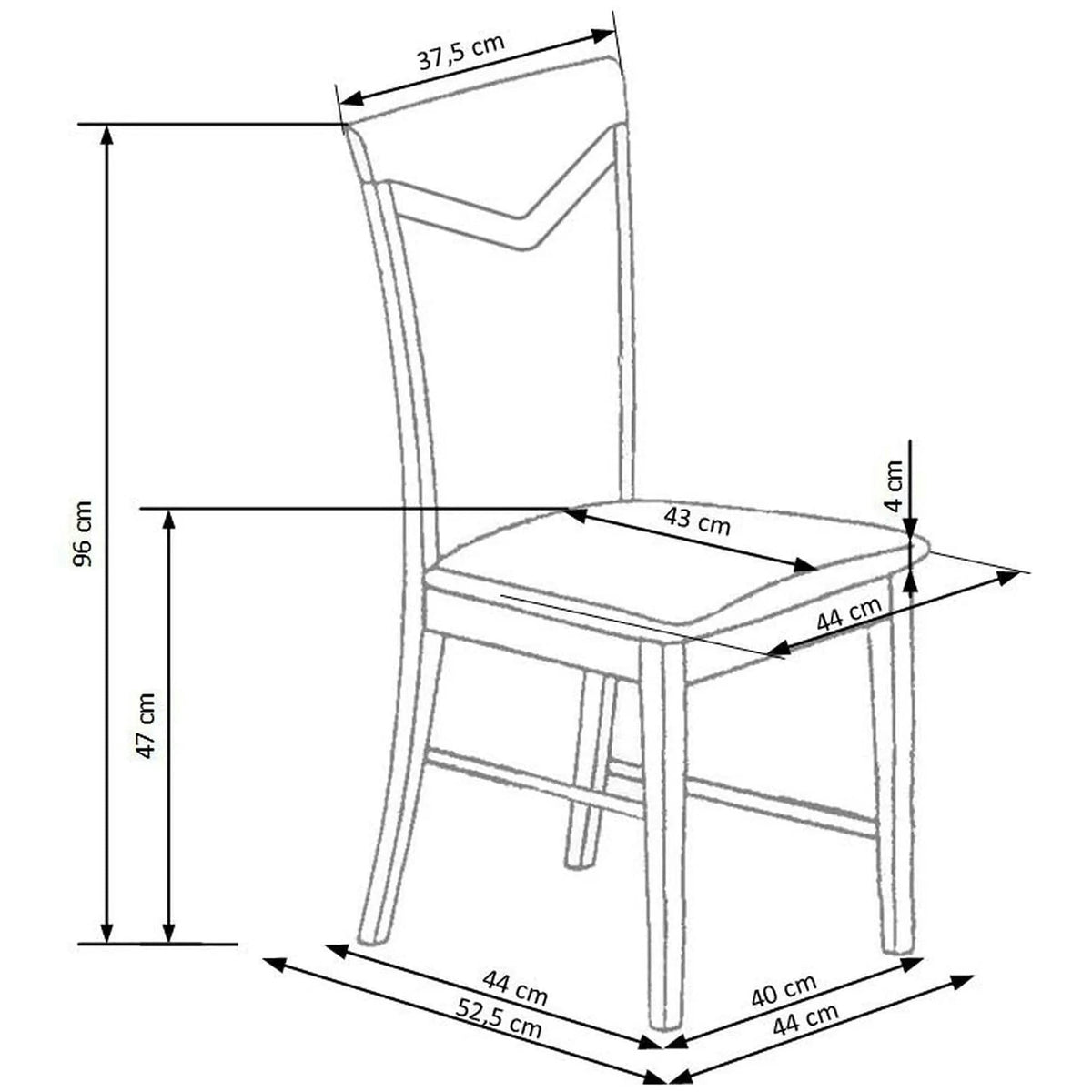 Scaun CITRONE, gri/stejar honey, stofa clasica/lemn de fag, 44X53X96 CM