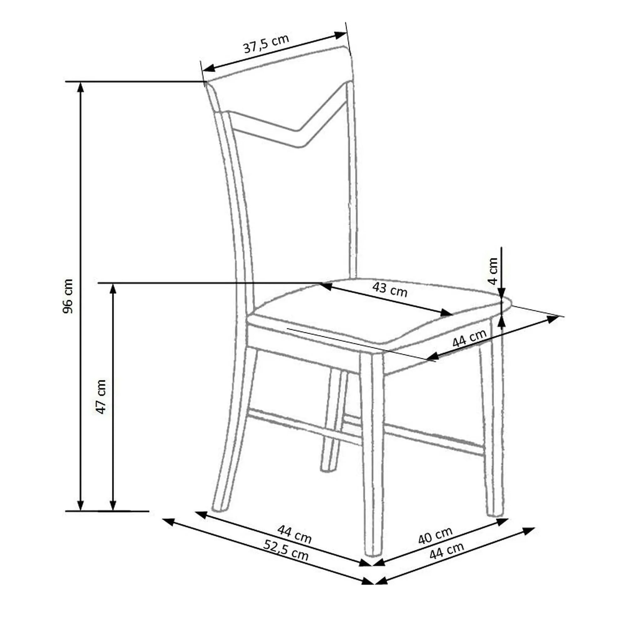 Scaun CITRONE, gri/stejar honey, stofa clasica/lemn de fag, 44X53X96 CM