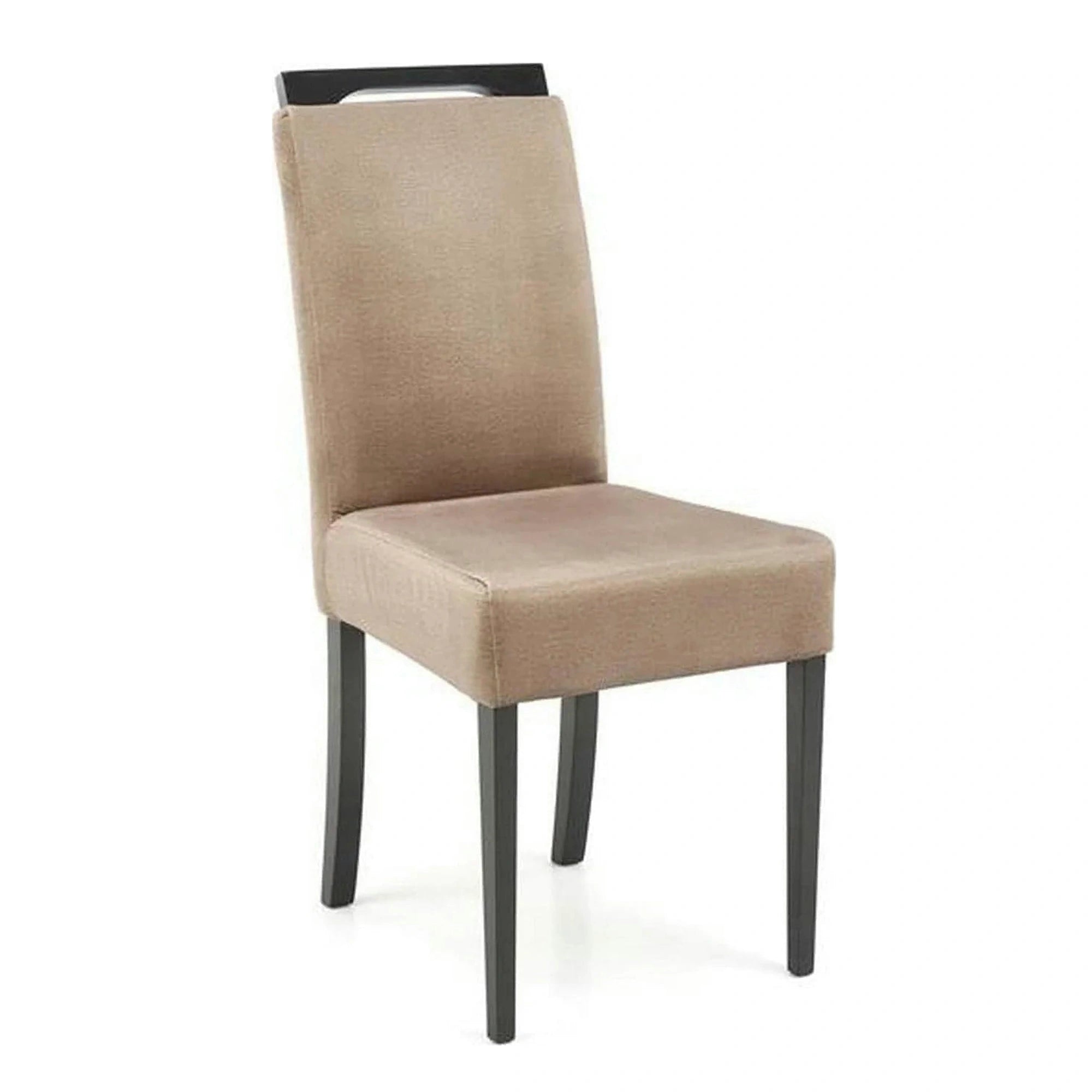 Scaun CLARION 2, bej/negru, stofa catifelata/lemn, 42x58x97 cm