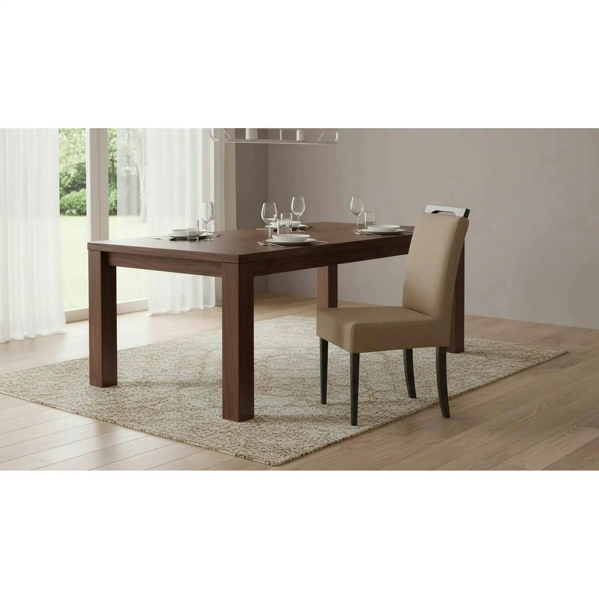 Scaun CLARION 2, bej/negru, stofa catifelata/lemn, 42x58x97 cm