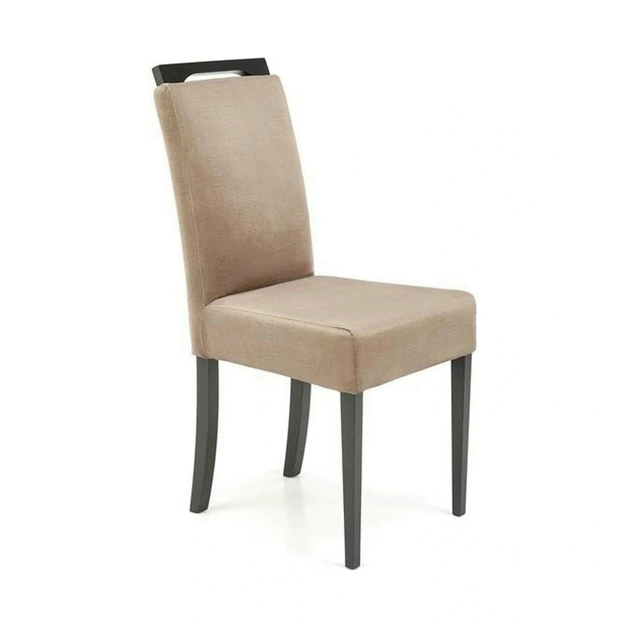 Scaun CLARION 2, bej/negru, stofa catifelata/lemn, 42x58x97 cm