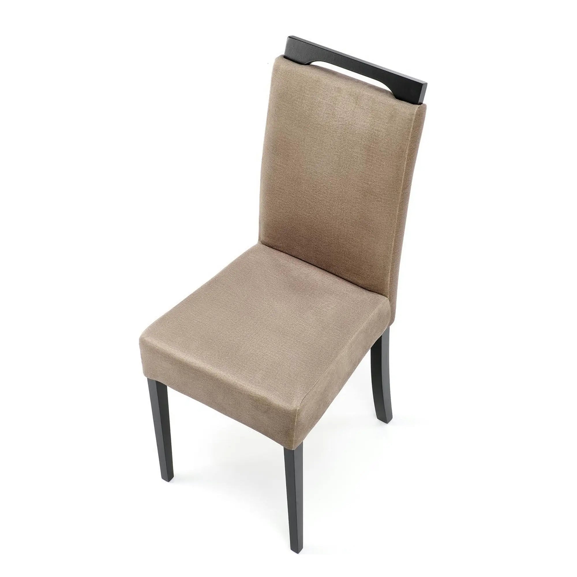Scaun CLARION 2, bej/negru, stofa catifelata/lemn, 42x58x97 cm