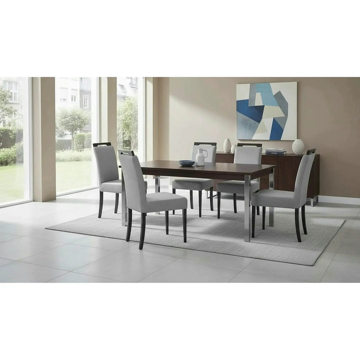 Scaun CLARION 2, gri/negru, stofa catifelata/lemn, 42x58x97 cm