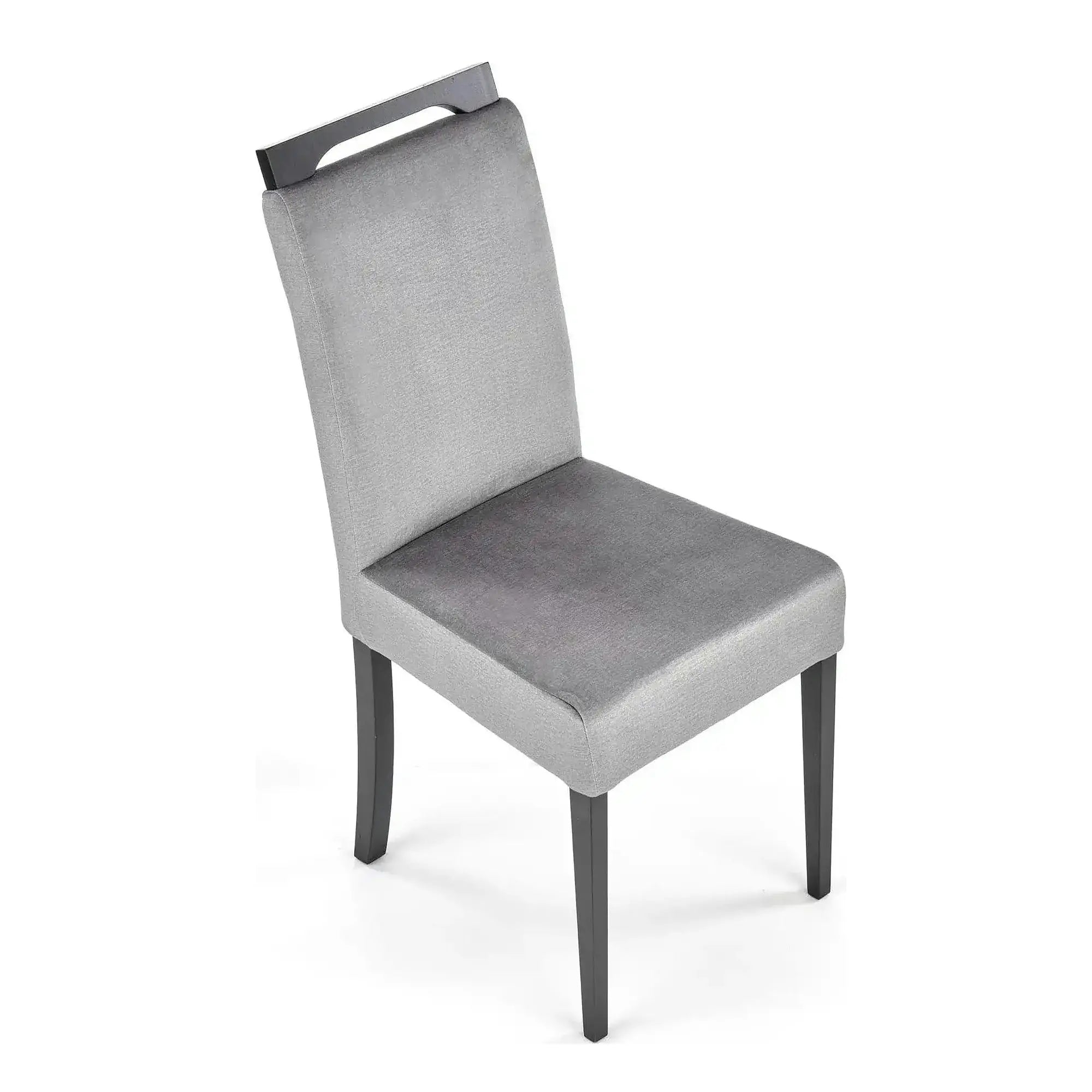 Scaun CLARION 2, gri/negru, stofa catifelata/lemn, 42x58x97 cm