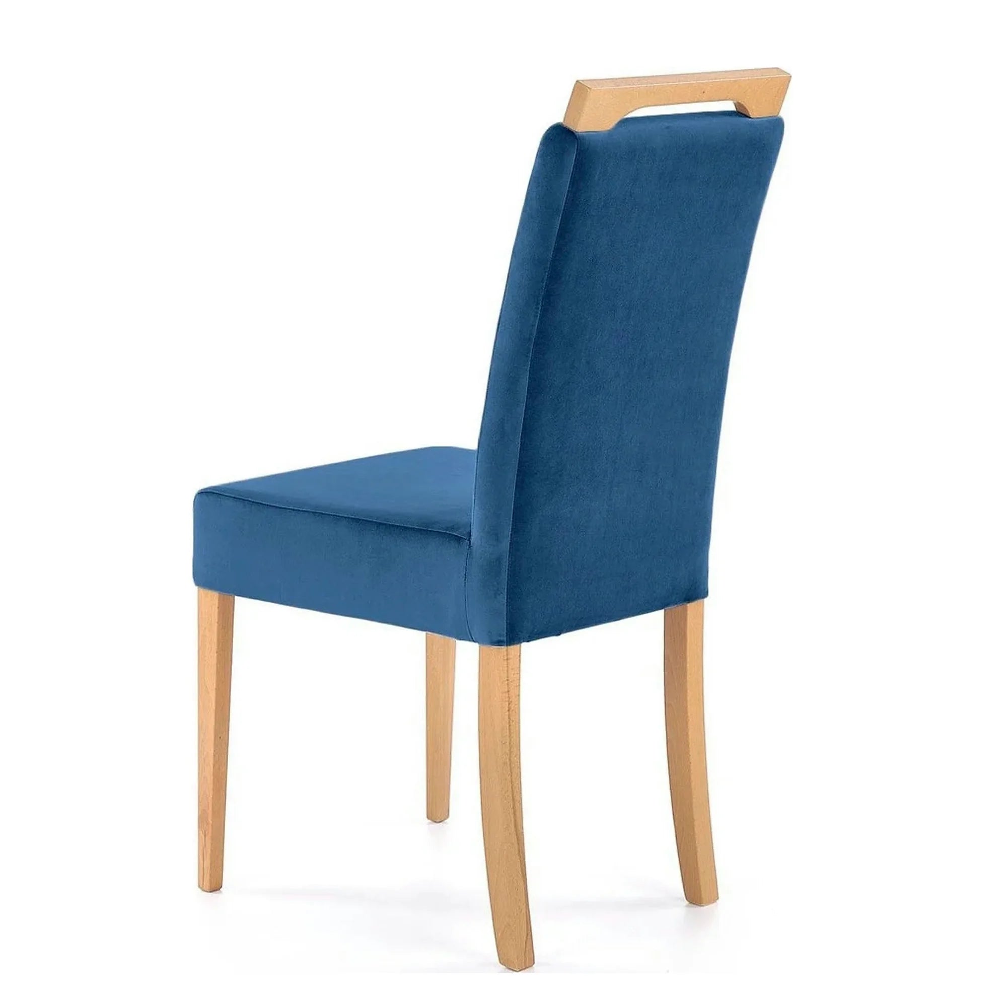 Scaun CLARION, albastru/stejar, stofa catifelata/lemn, 42x58x97 cm