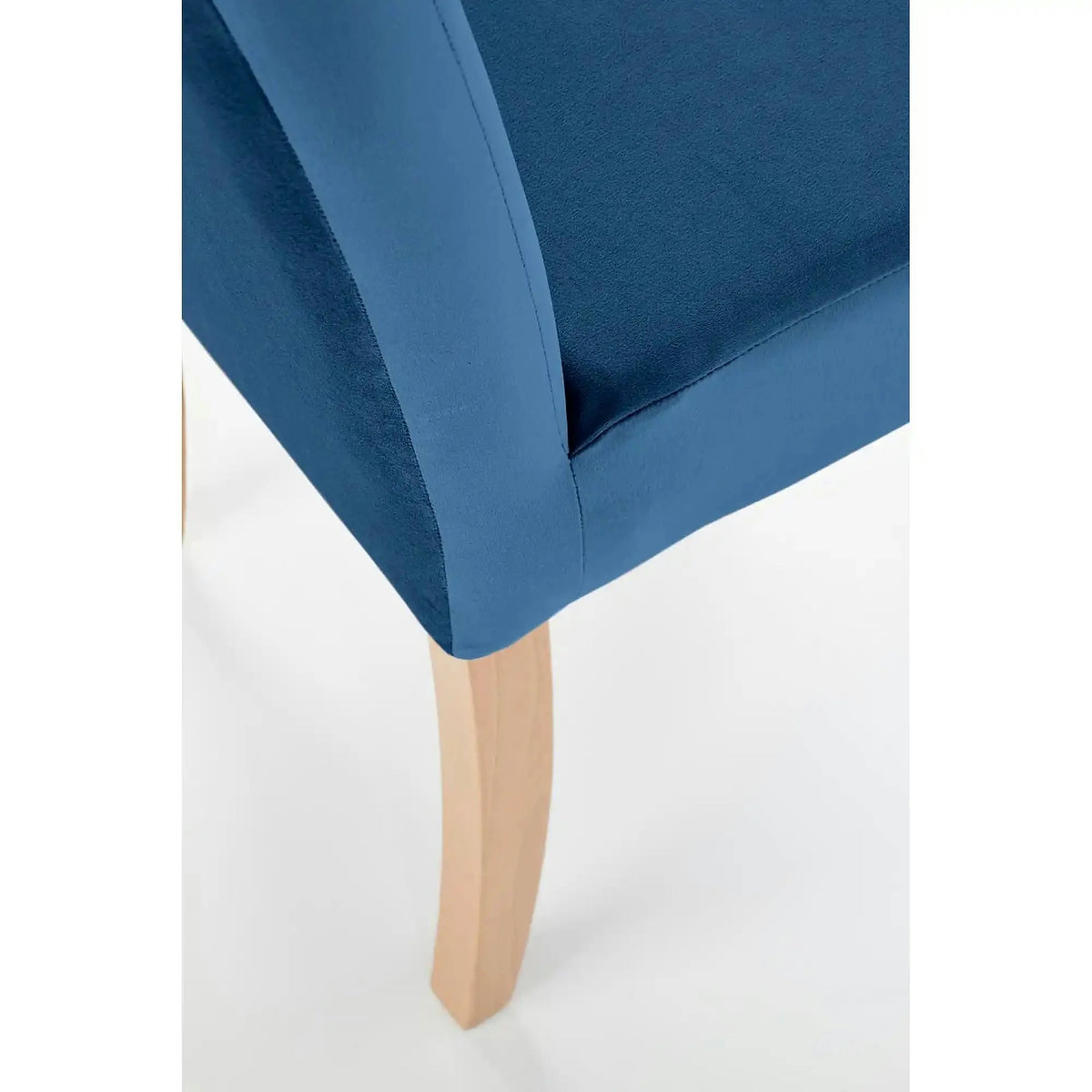 Scaun CLARION, albastru/stejar, stofa catifelata/lemn, 42x58x97 cm