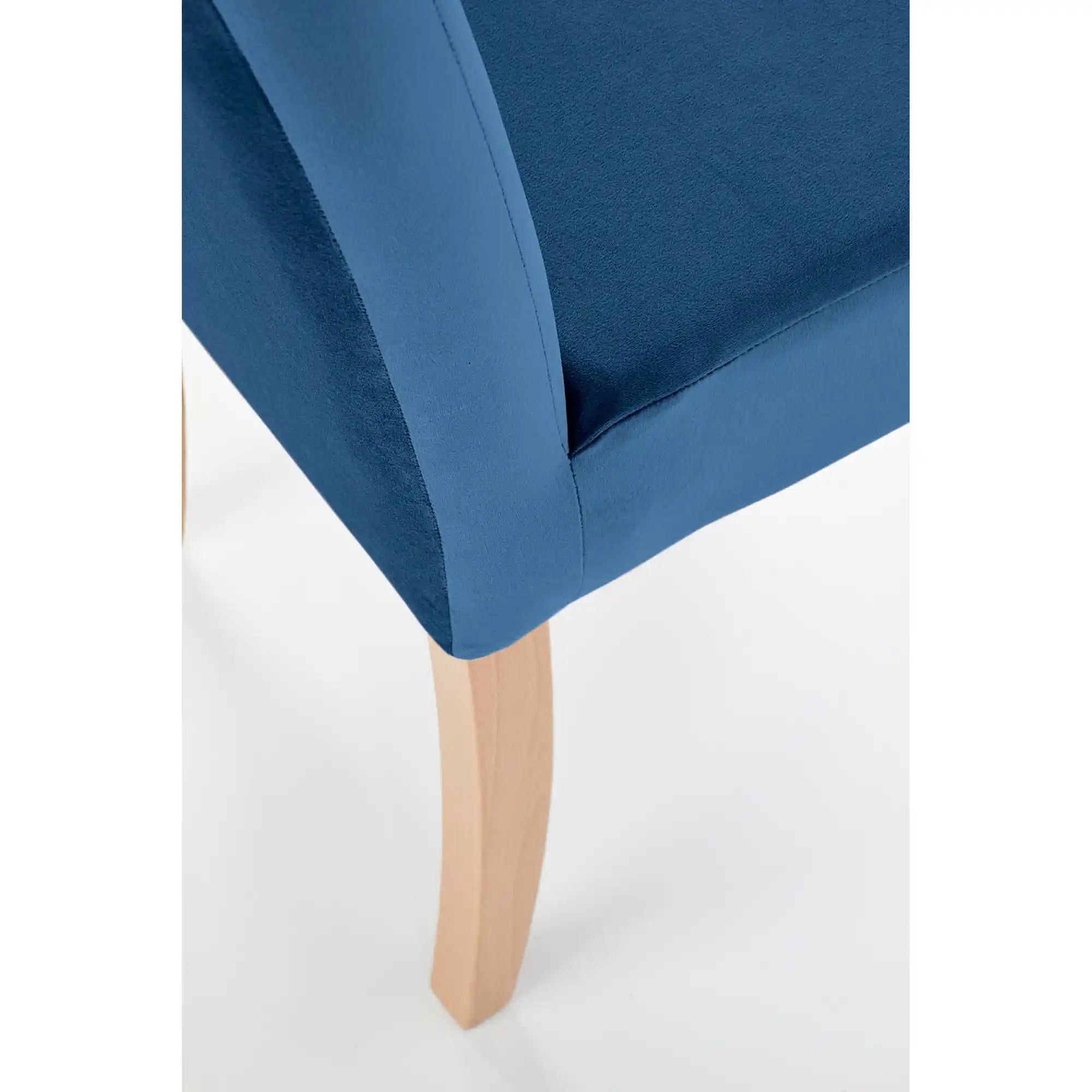 Scaun CLARION, albastru/stejar, stofa catifelata/lemn, 42x58x97 cm