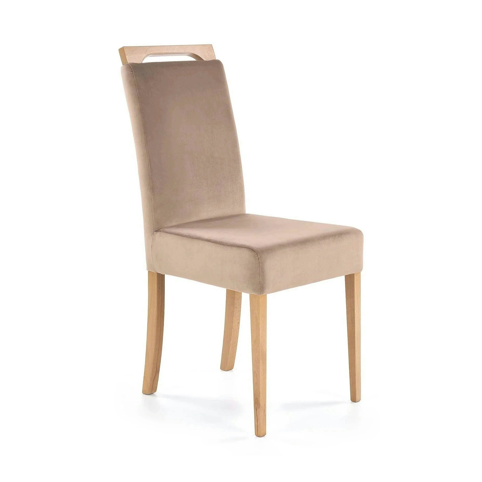 Scaun CLARION, maro/stejar, stofa catifelata/lemn, 42x58x97 cm