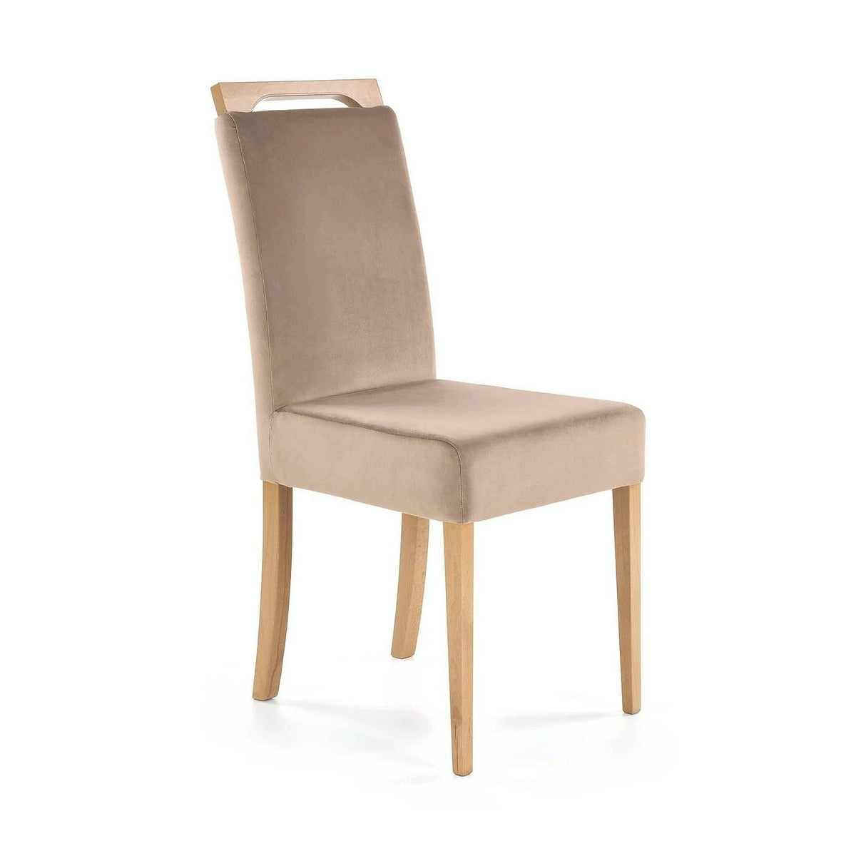 Scaun CLARION, maro/stejar, stofa catifelata/lemn, 42x58x97 cm