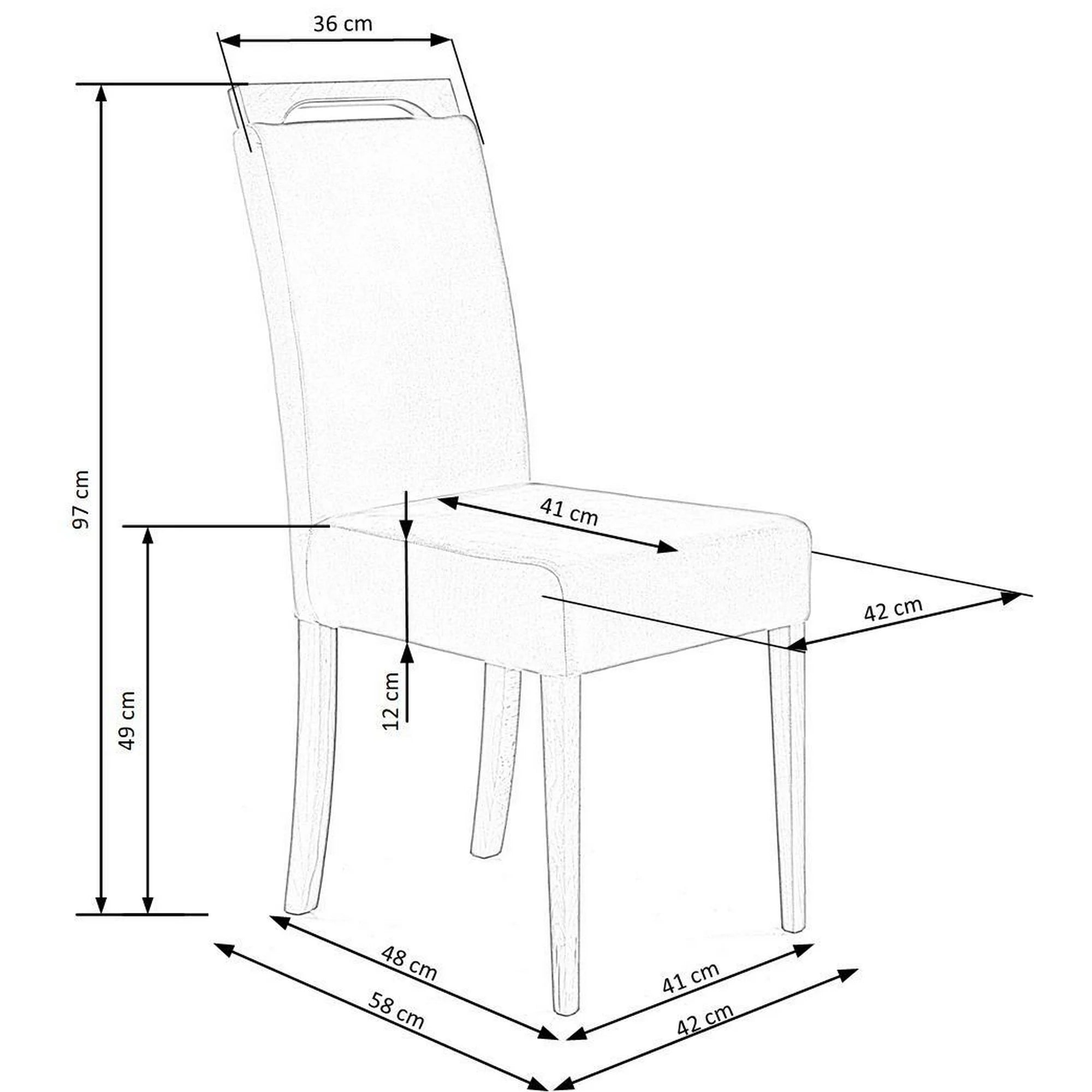 Scaun CLARION, maro/stejar, stofa catifelata/lemn, 42x58x97 cm