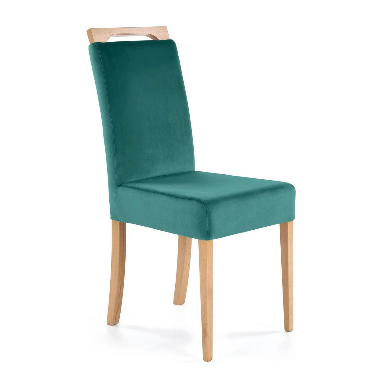 Scaun CLARION, verde/stejar, stofa catifelata/lemn, 42x58x97 cm