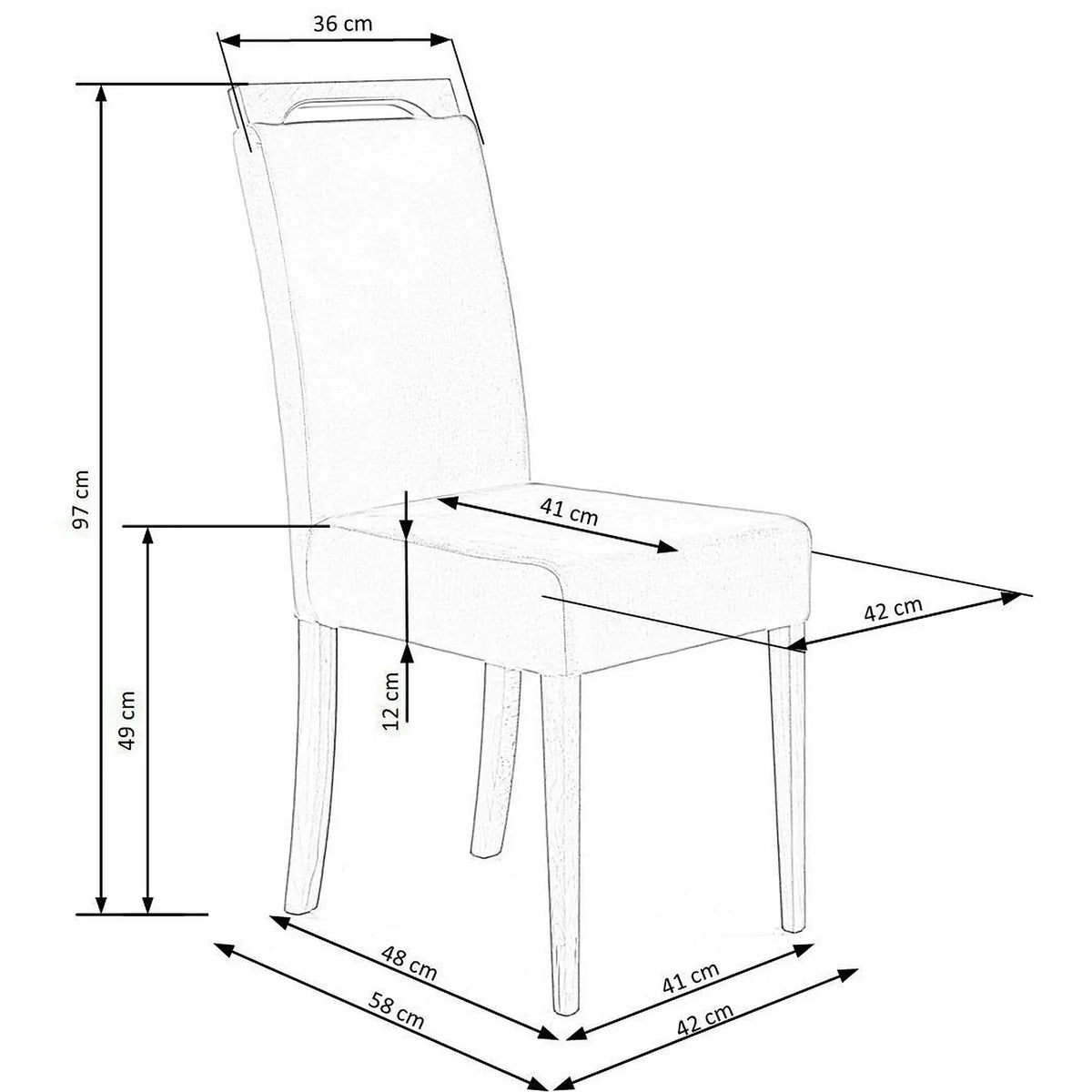 Scaun CLARION, verde/stejar, stofa catifelata/lemn, 42x58x97 cm