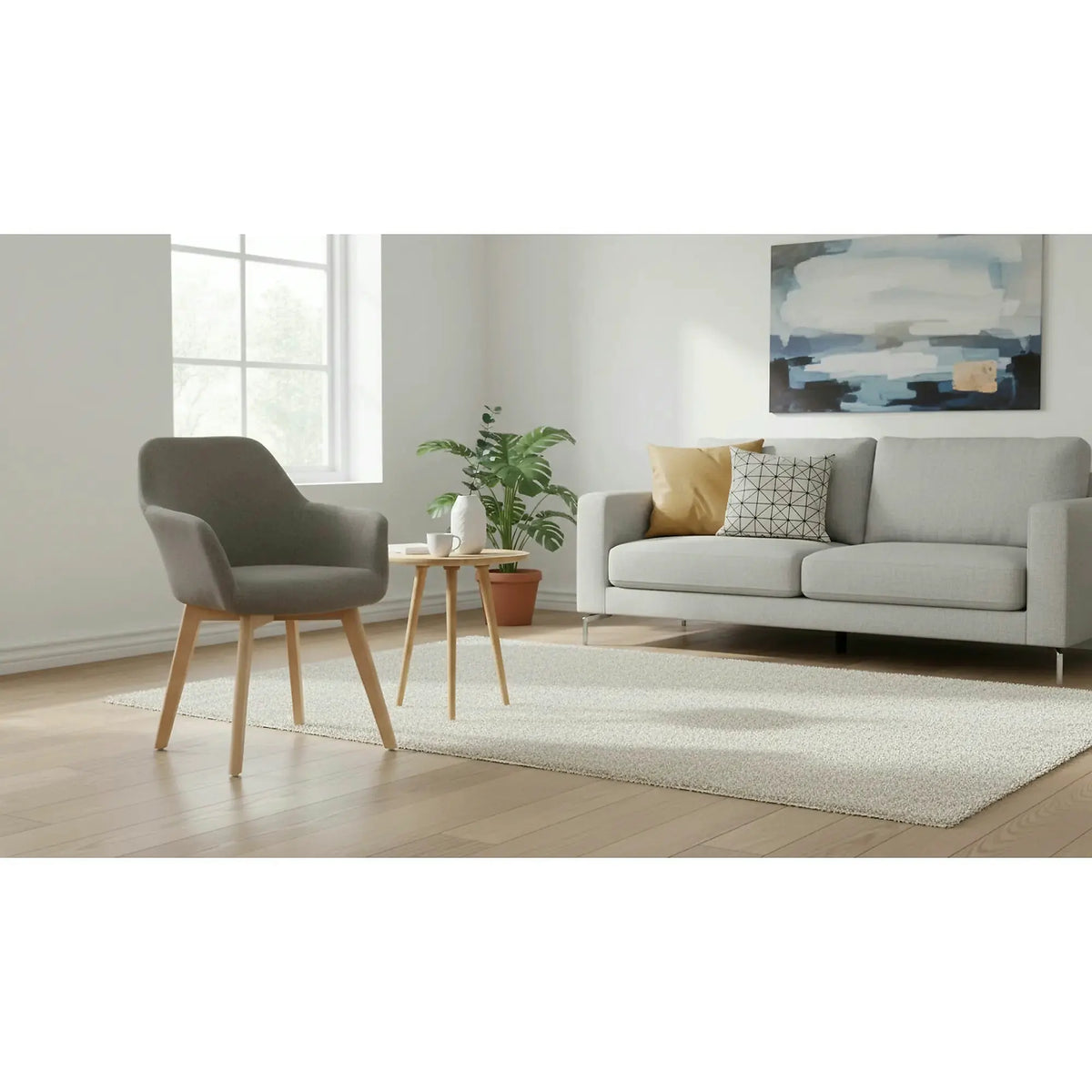Scaun CLORIN NEW, grej/fag, tesatura/lemn, 56x60x82 cm