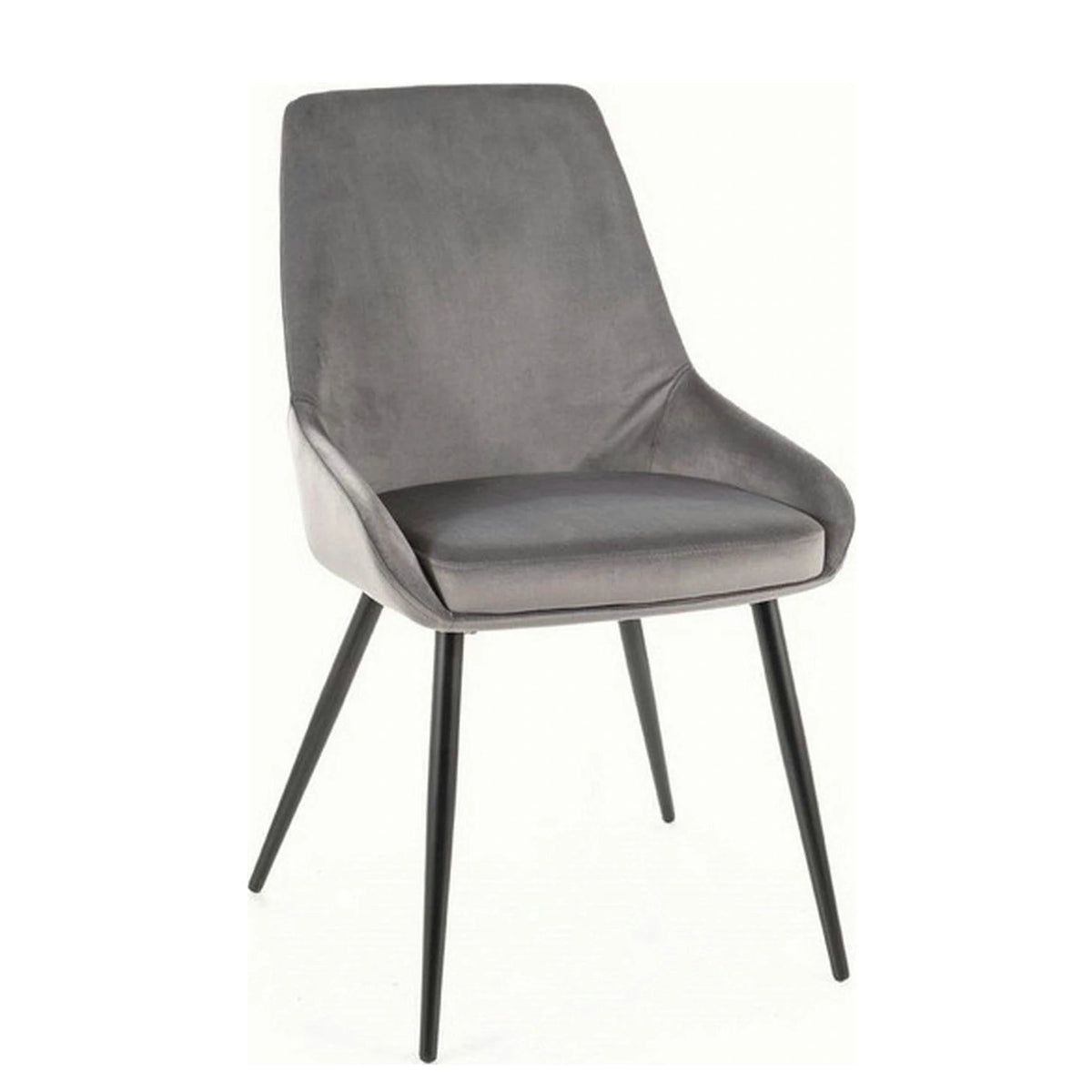 Scaun COBE, stofa catifelata gri/negru, 49x43x85 cm