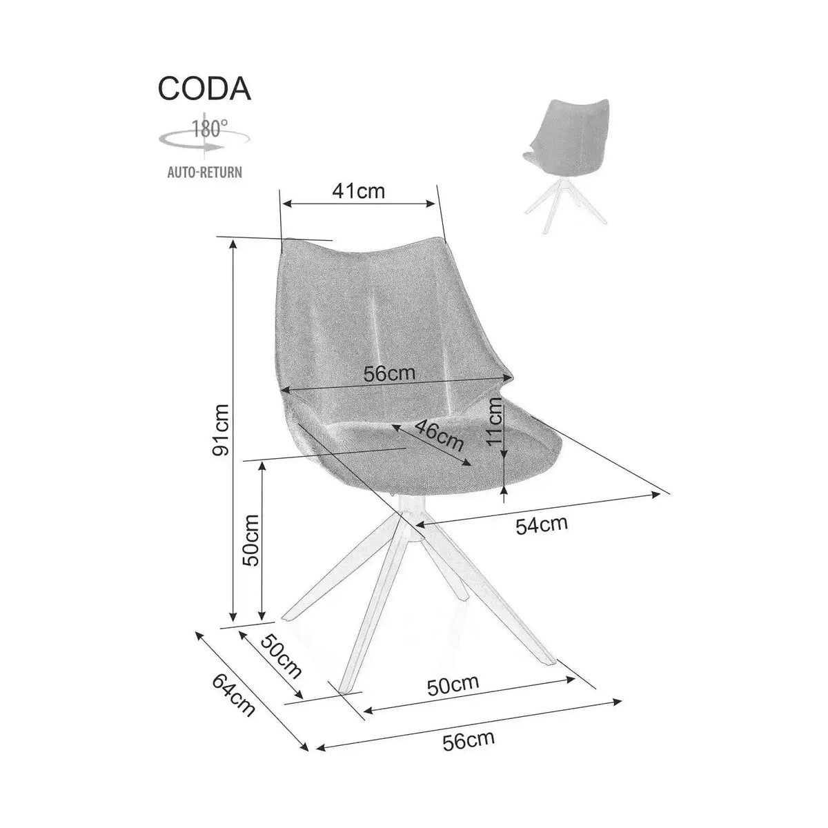 Scaun CODA, gri - Brego 07, stofa clasica/metal, 56x64x91 cm