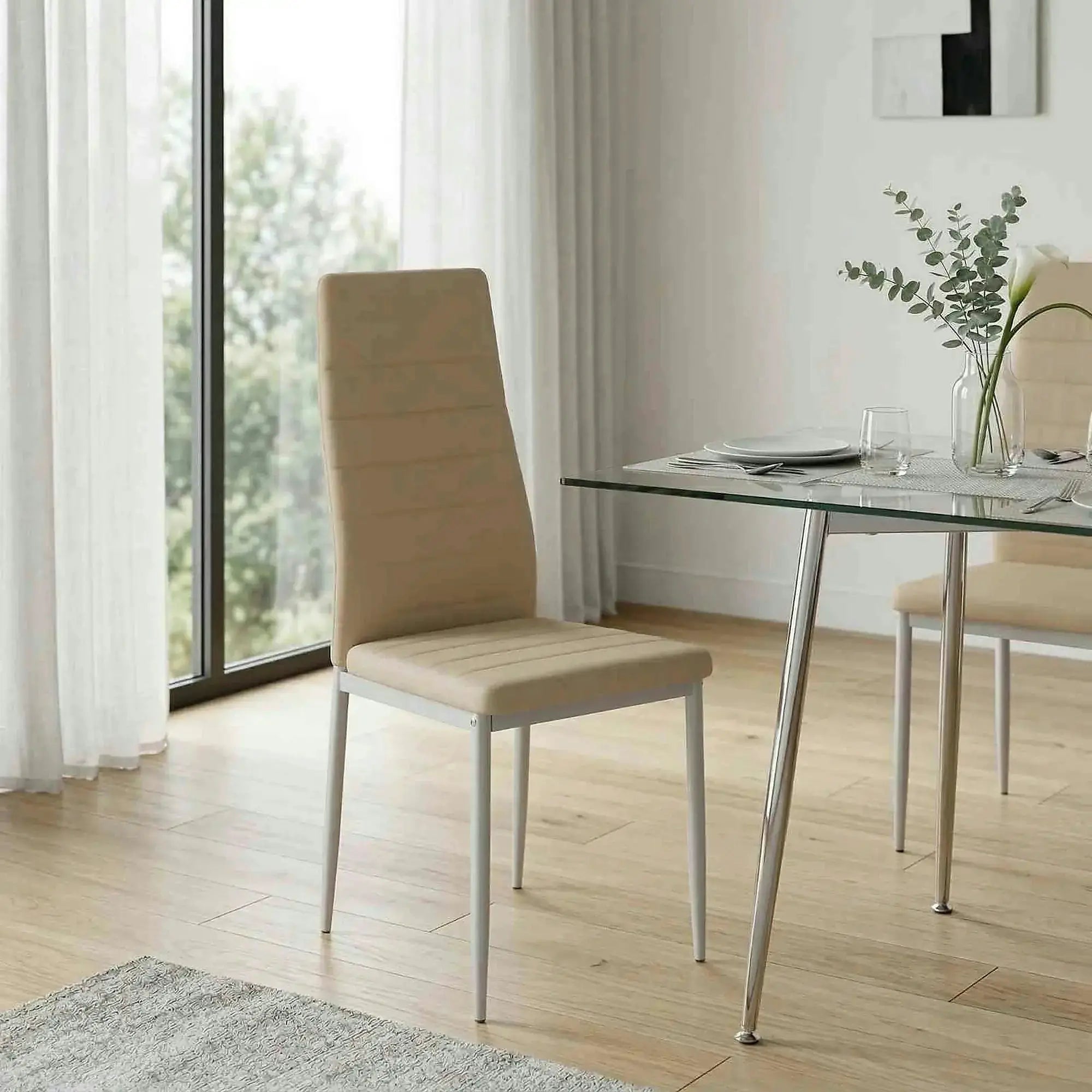 Scaun COLETA NOVA, bej/gri, piele ecologica/metal, 41x49x96 cm