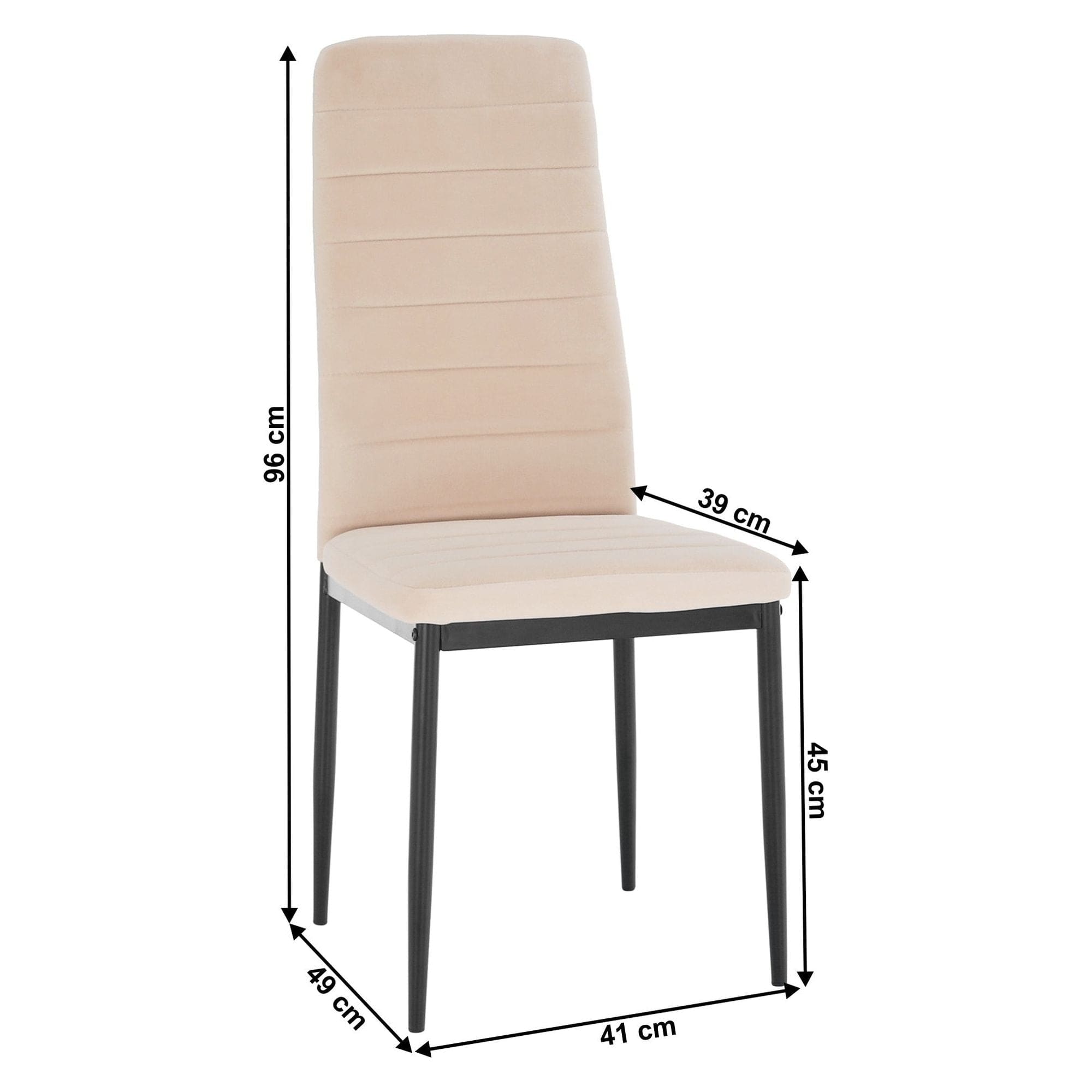 Scaun COLETA NOVA, bej/negru, stofa catifelata/metal, 41x49x96 cm