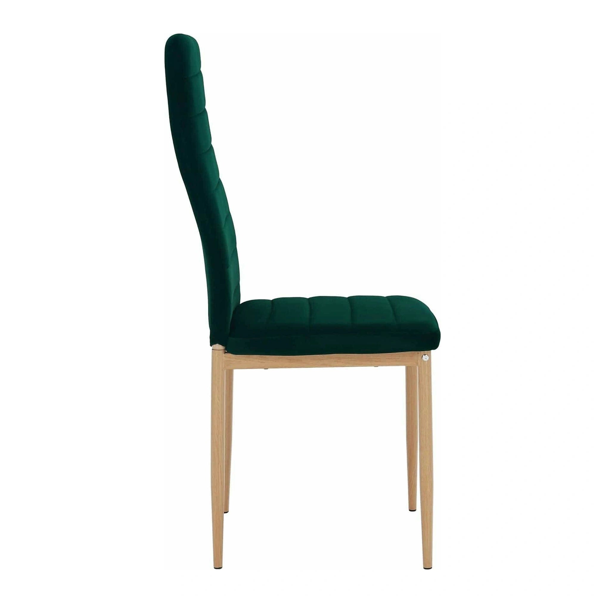 Scaun COLETA NOVA, verde smarald/stejar, stofa catifelata/metal, 41x49x96 cm