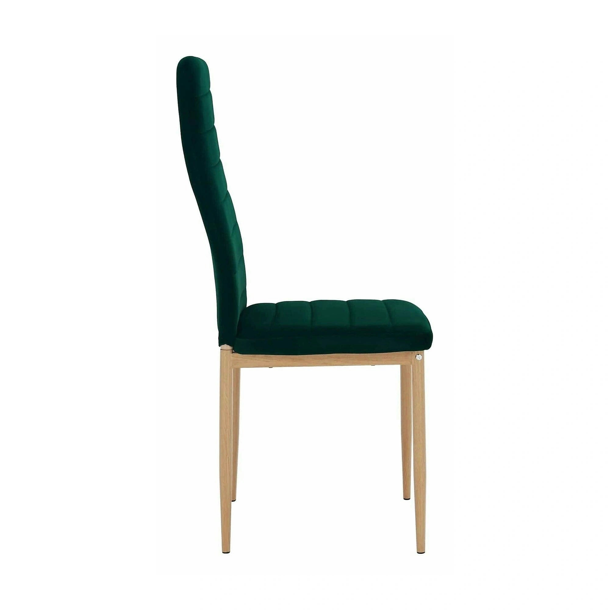Scaun COLETA NOVA, verde smarald/stejar, stofa catifelata/metal, 41x49x96 cm